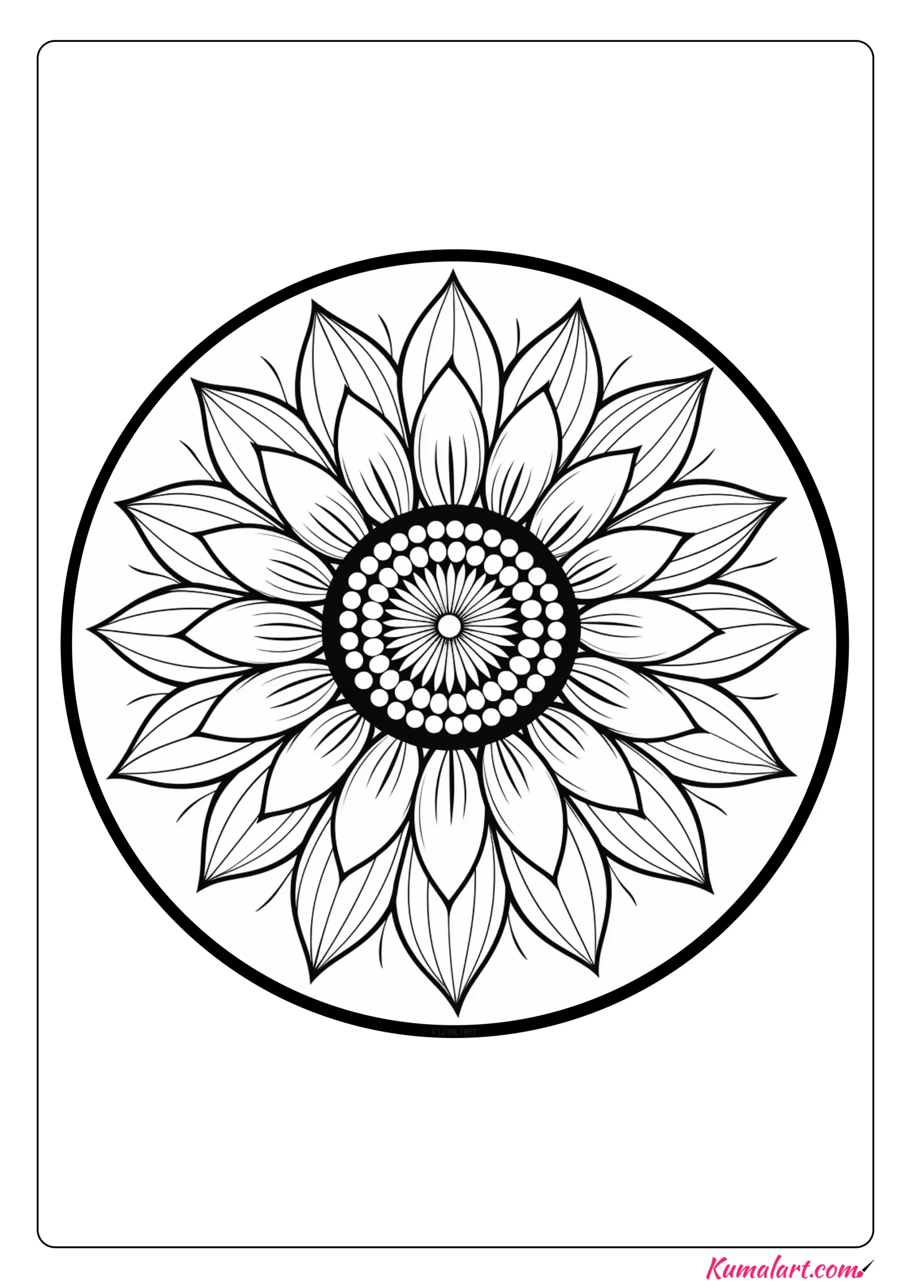 Happy Sunflower Coloring Page