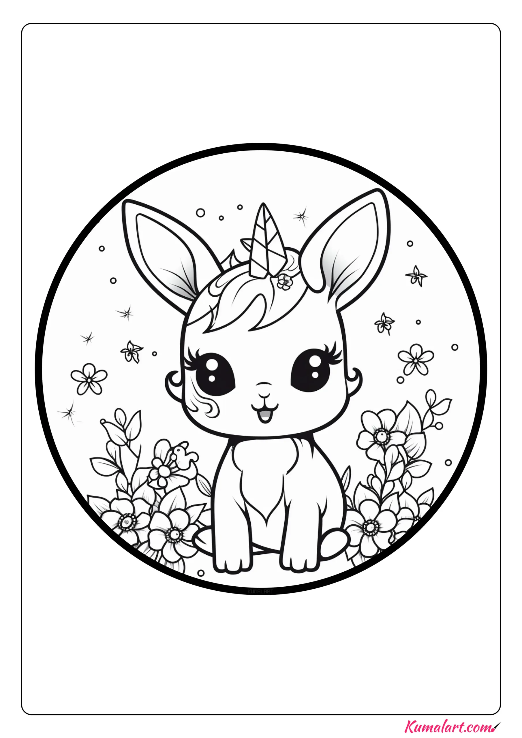 Harmonia Unicorn Bunny Coloring Page