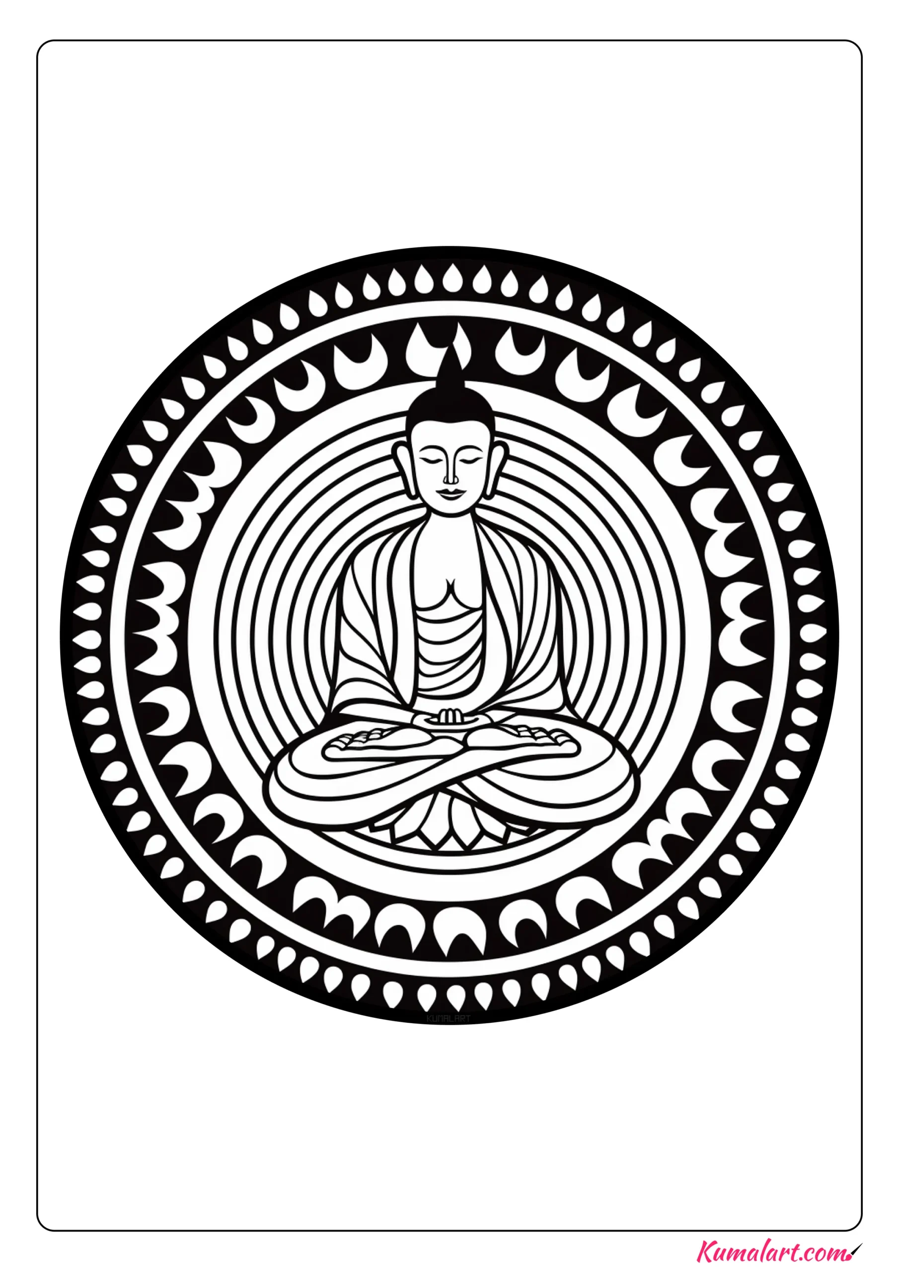 Harmonious Buddhist Mandala Coloring Page