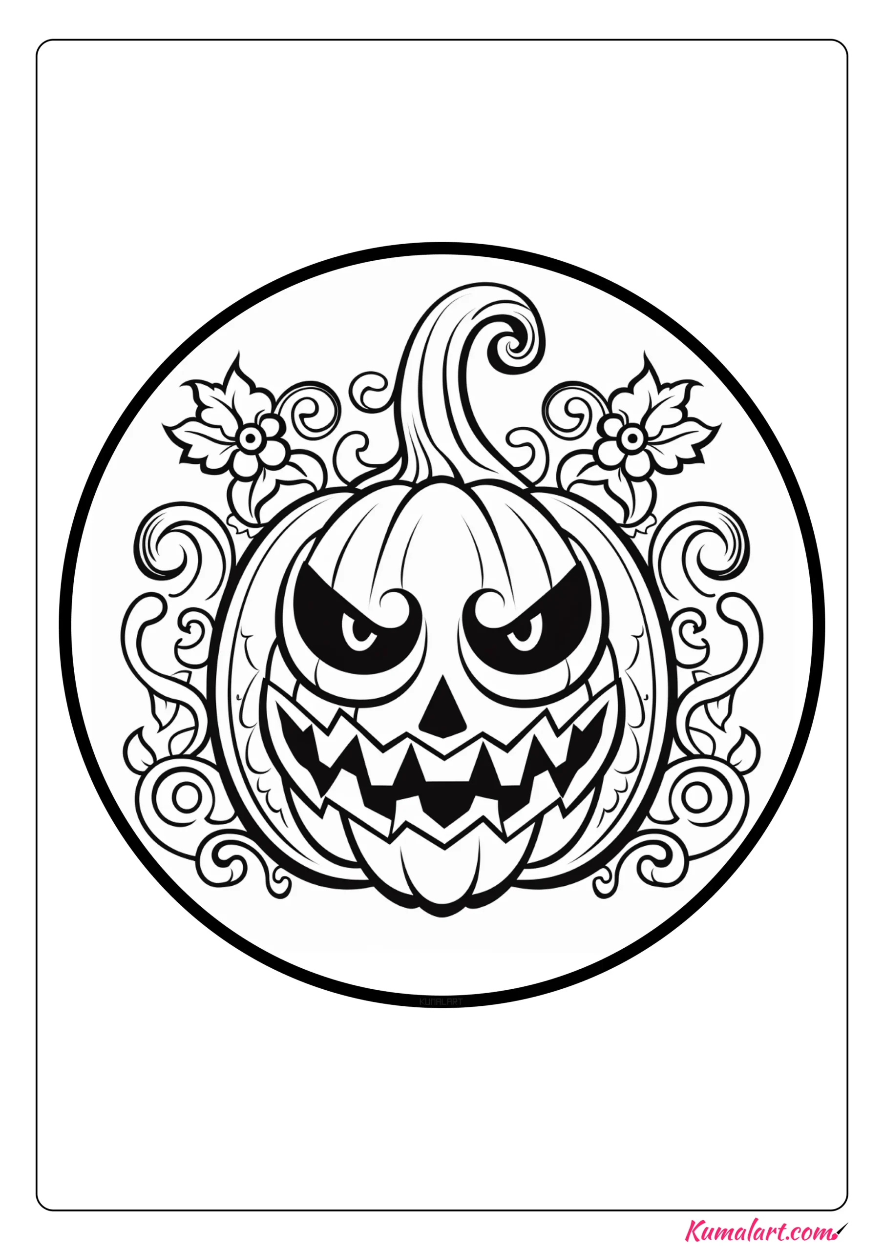 Haunted Scary Pumpkin Coloring Page