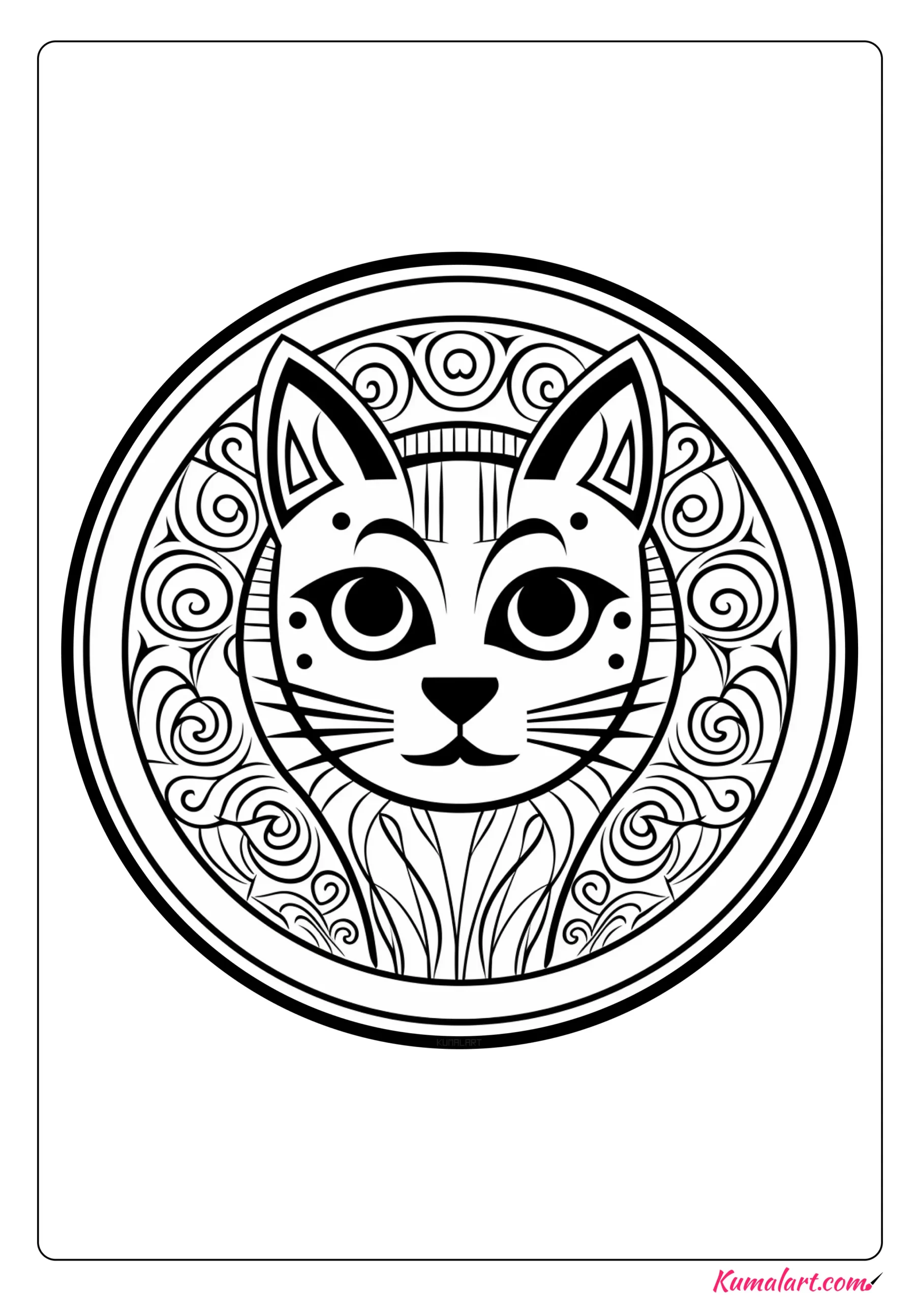 Henry the Cat Mandala Coloring Page