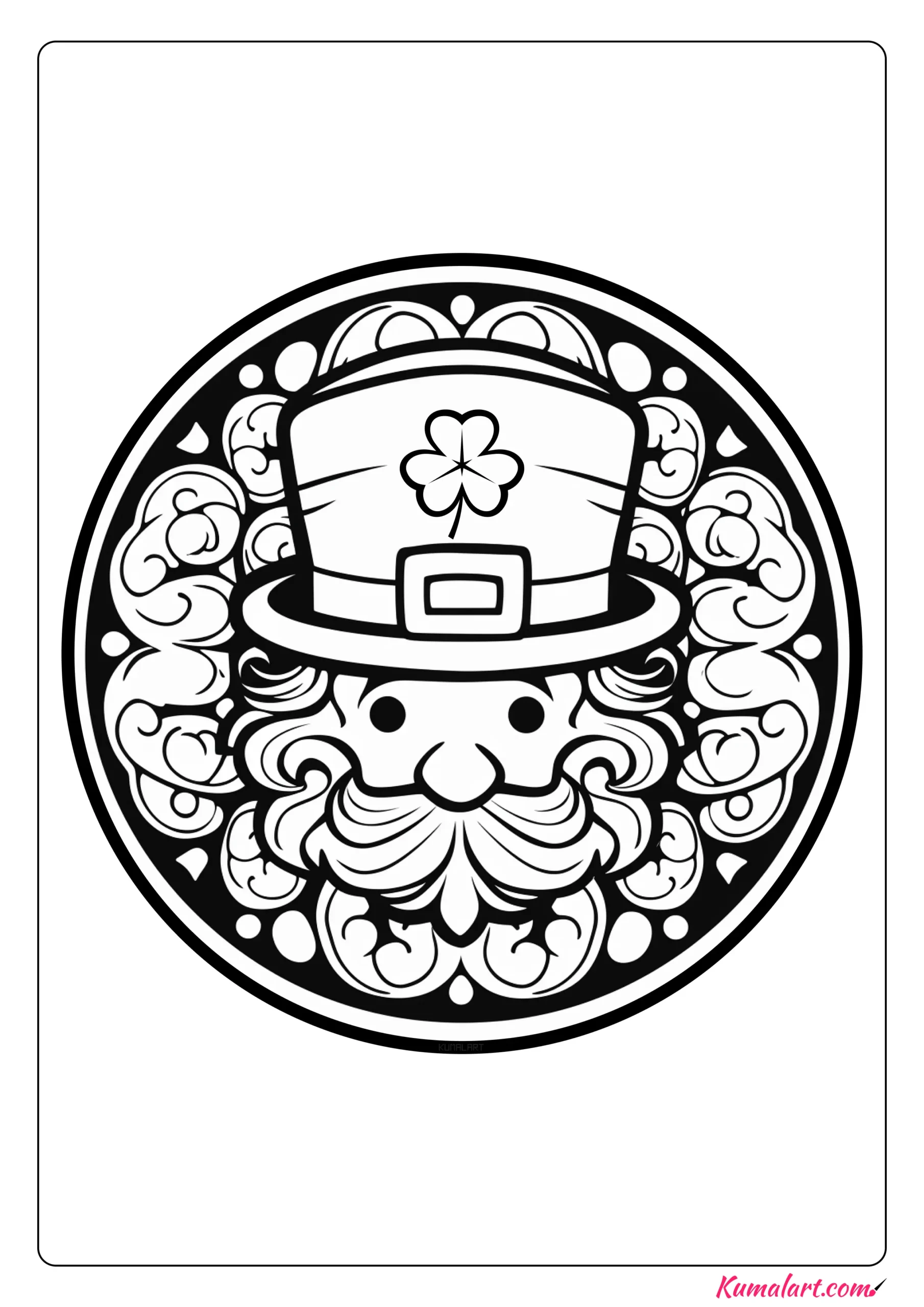 Henry the Leprechaun St Patrick’s Day Mandala Coloring Page