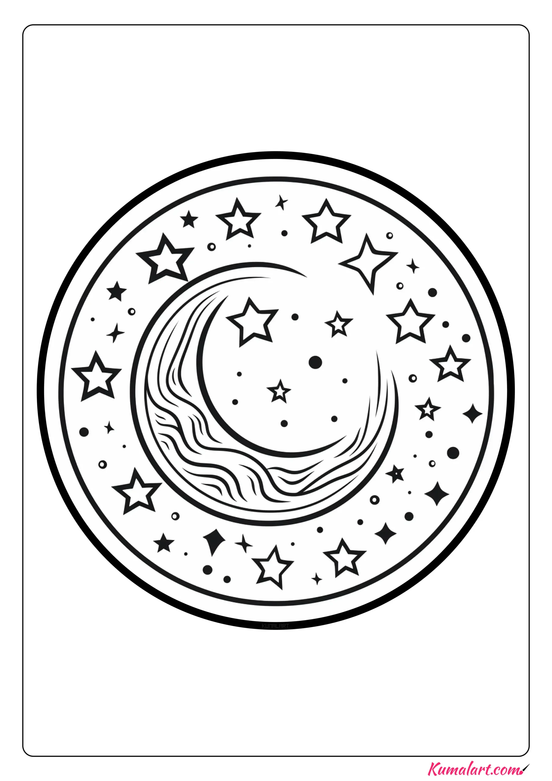Imposing Moon Mandala Coloring Page