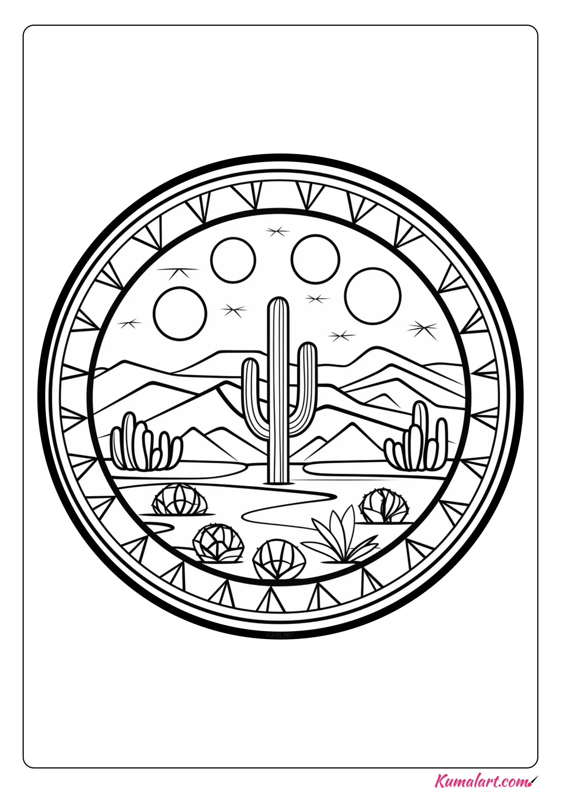 Infinite Desert Mandala Coloring Page
