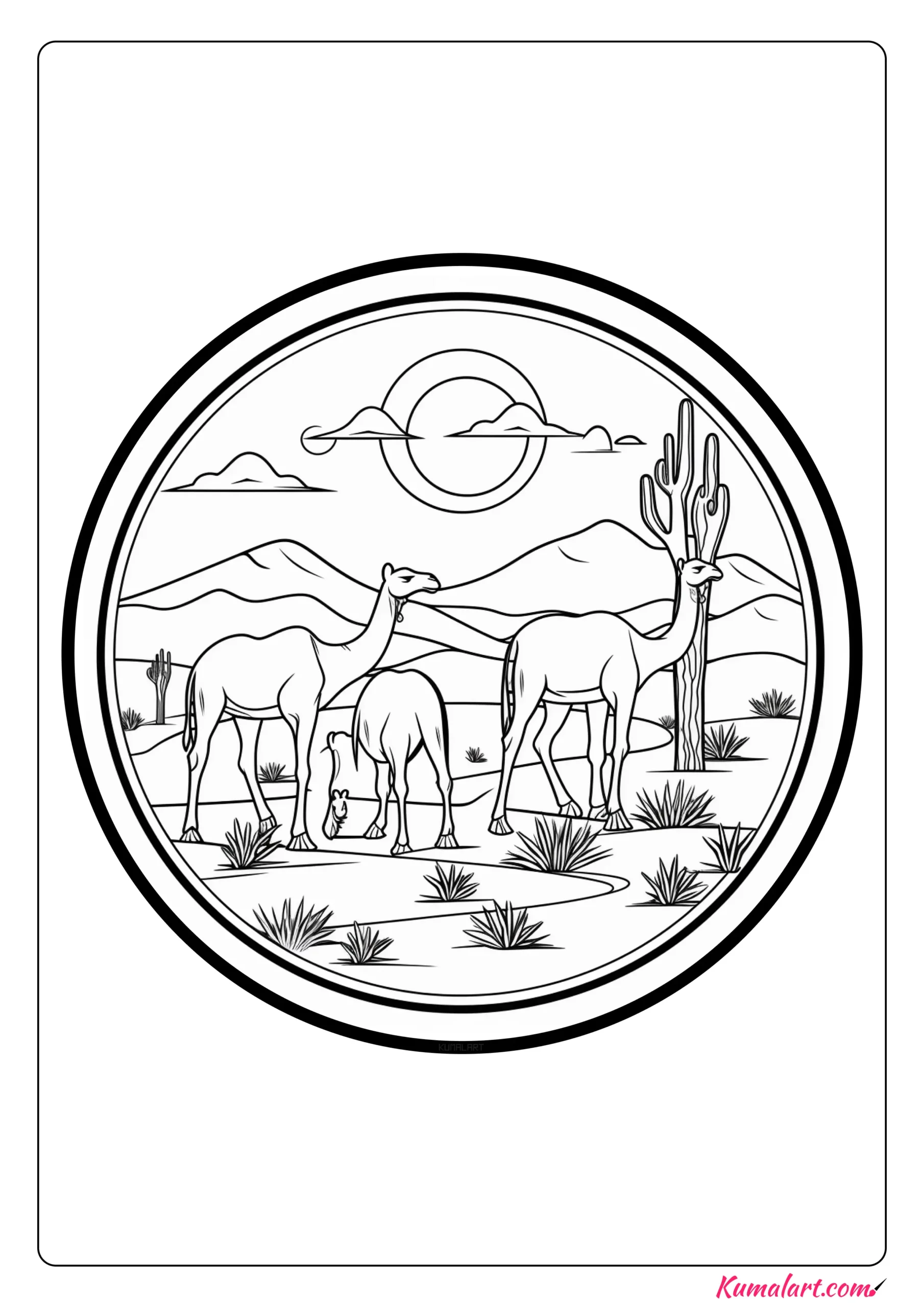 Isolated Desert Coloring Page