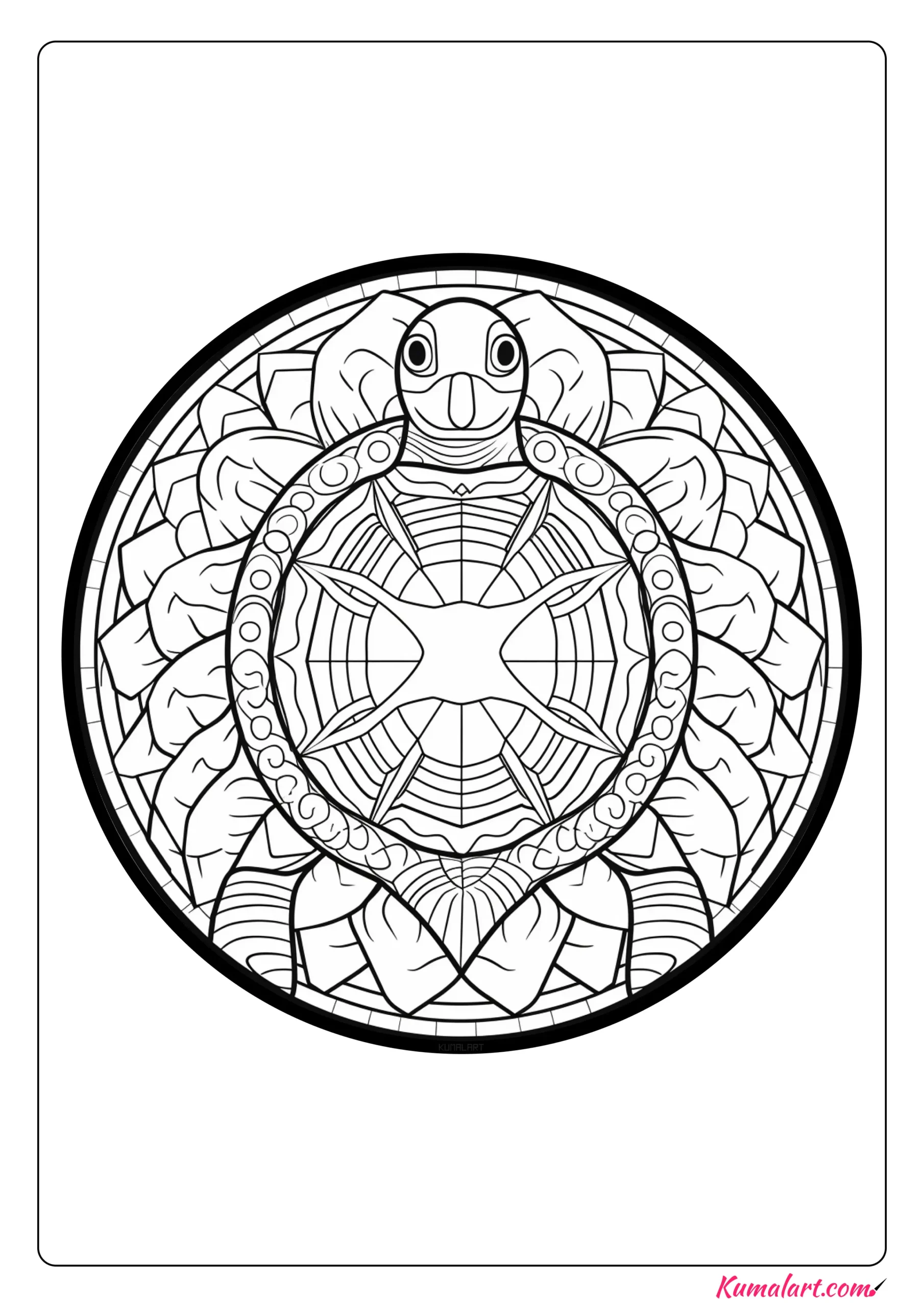 Jeff the Turtle Mandala Coloring Page