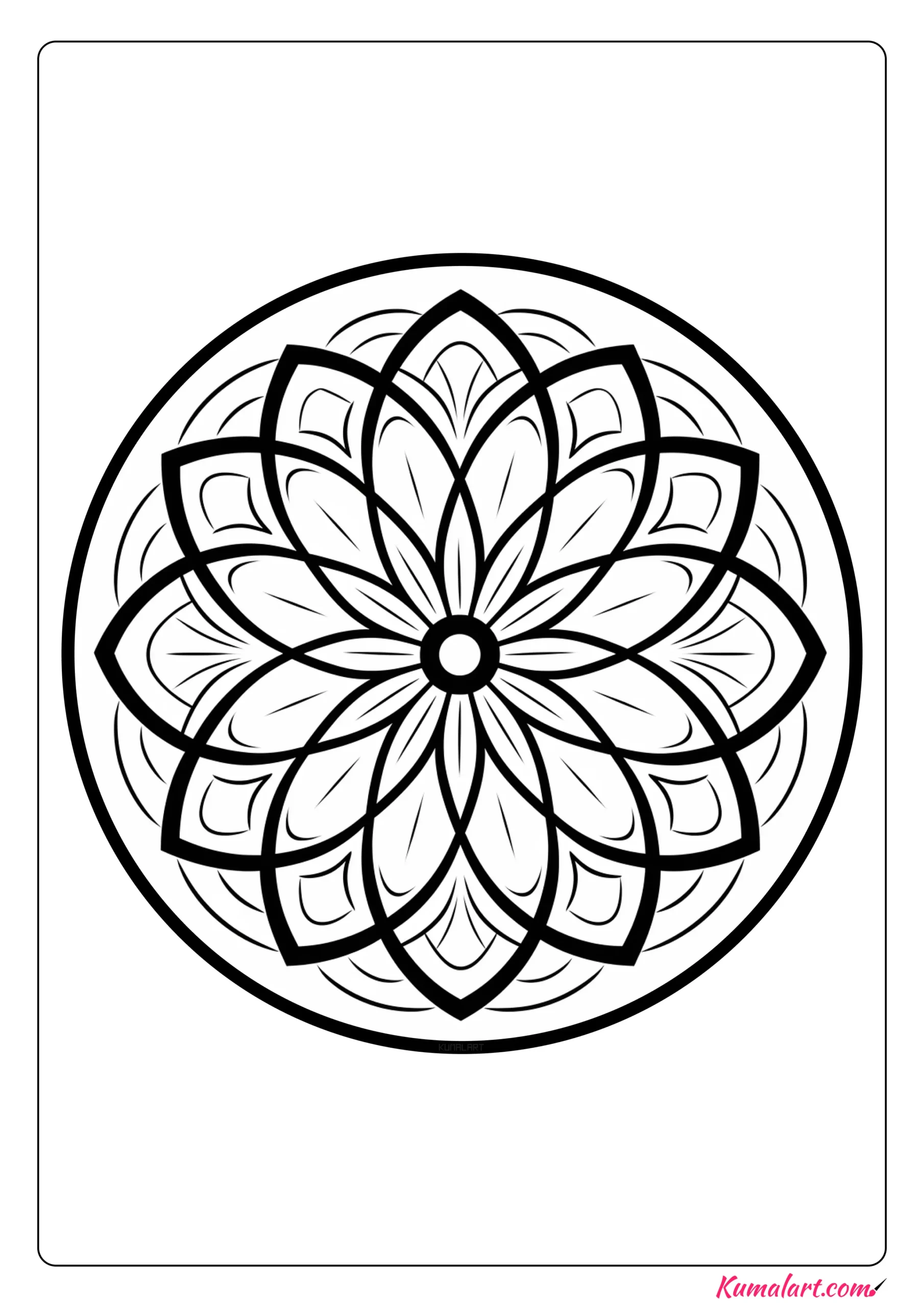 Kaleidoscope Floral Mandala Coloring Page