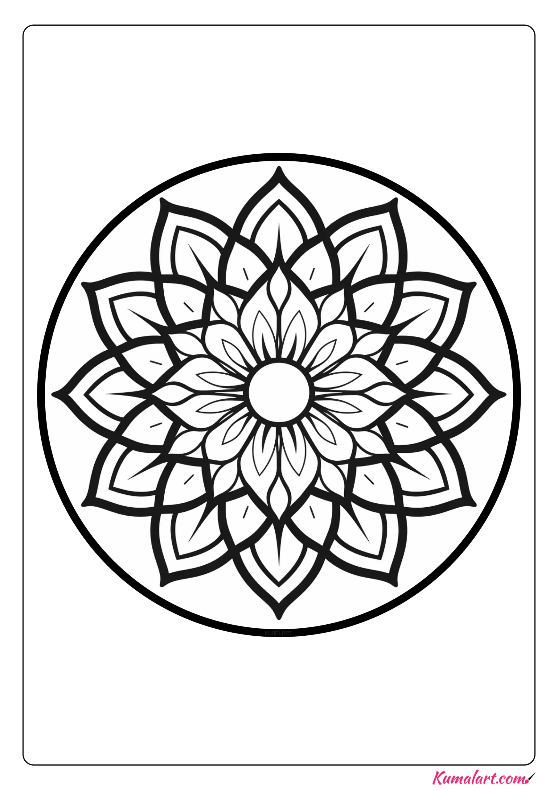 Kamala Lotus Flower Mandala Coloring Page