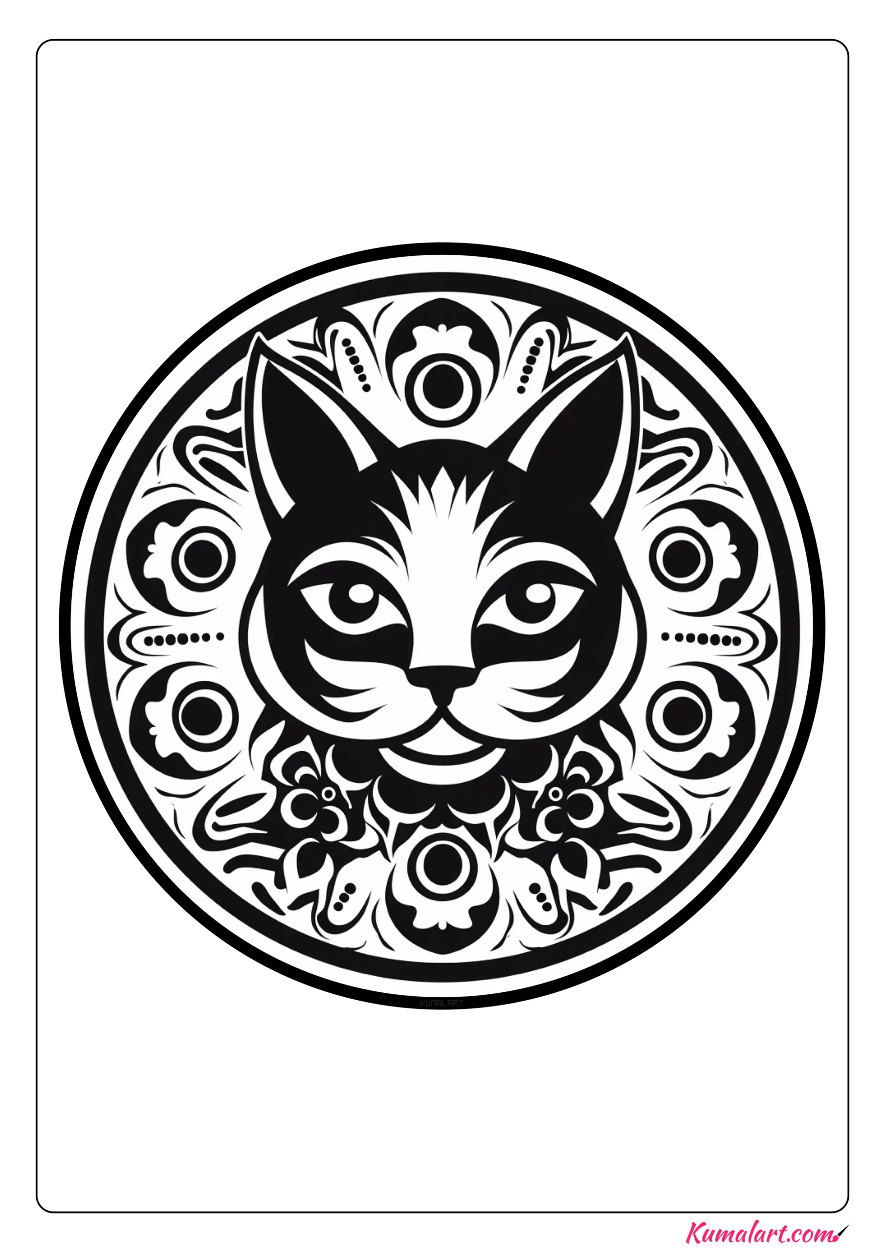 Kaziu the Cat Mandala Coloring Page