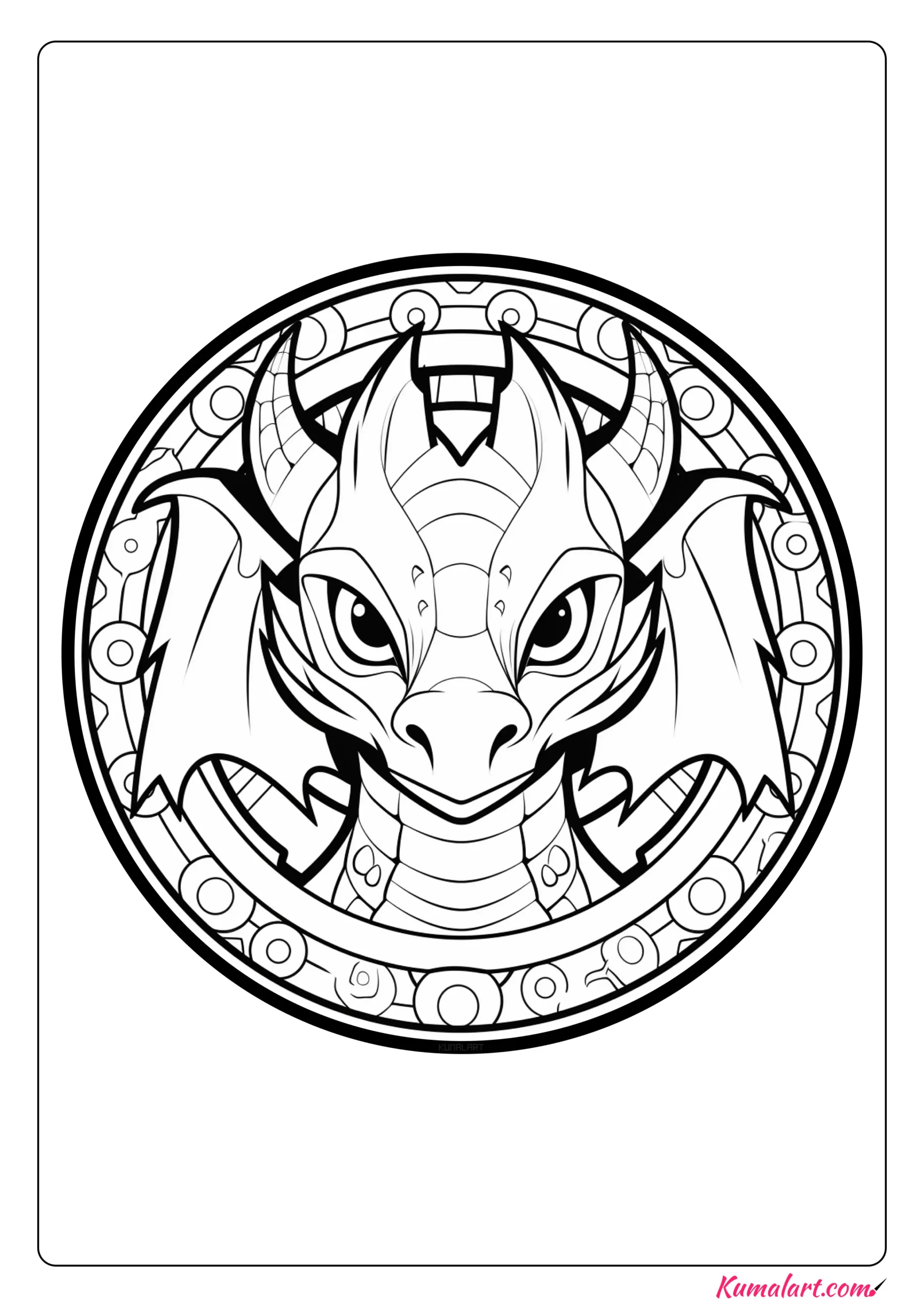 Kaziu the Dragon Mandala Coloring Page