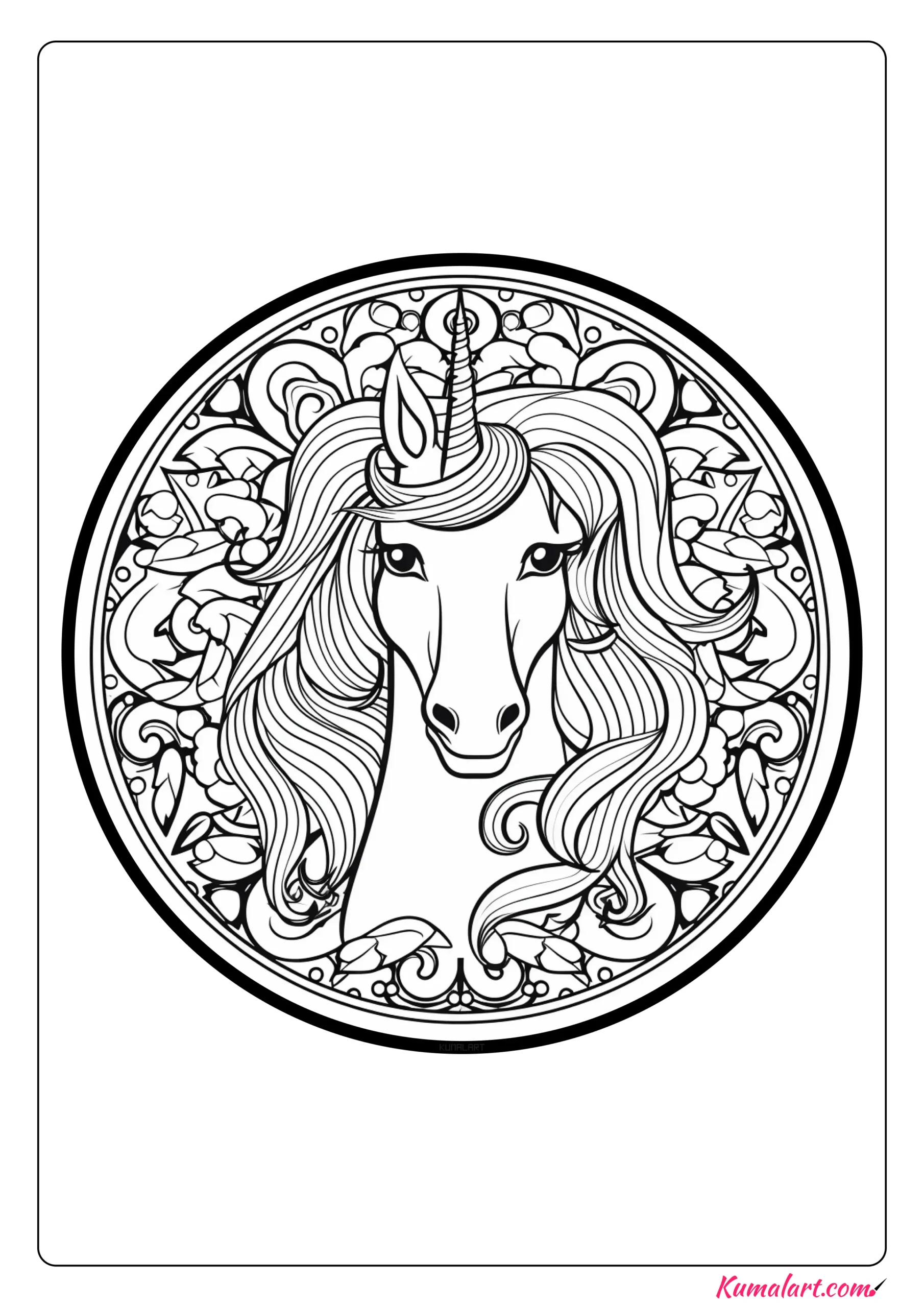 Larissa the Unicorn Mandala Coloring Page