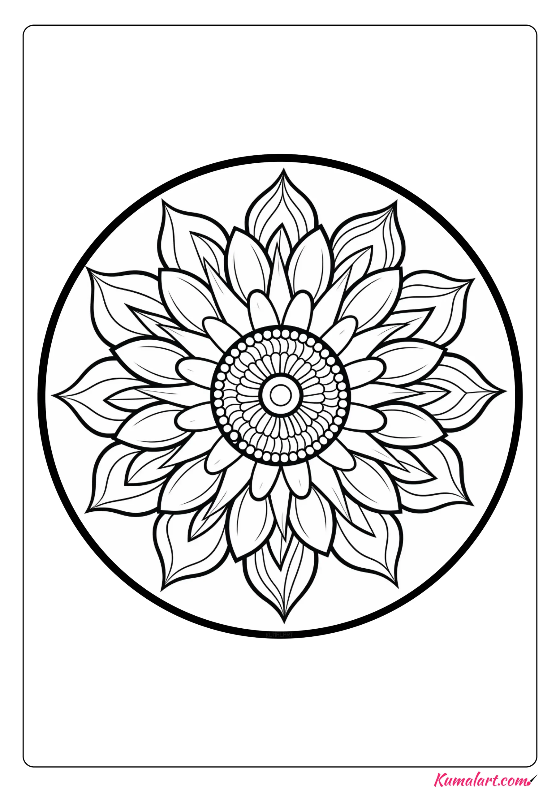 Leafy Sunflower Coloring Page