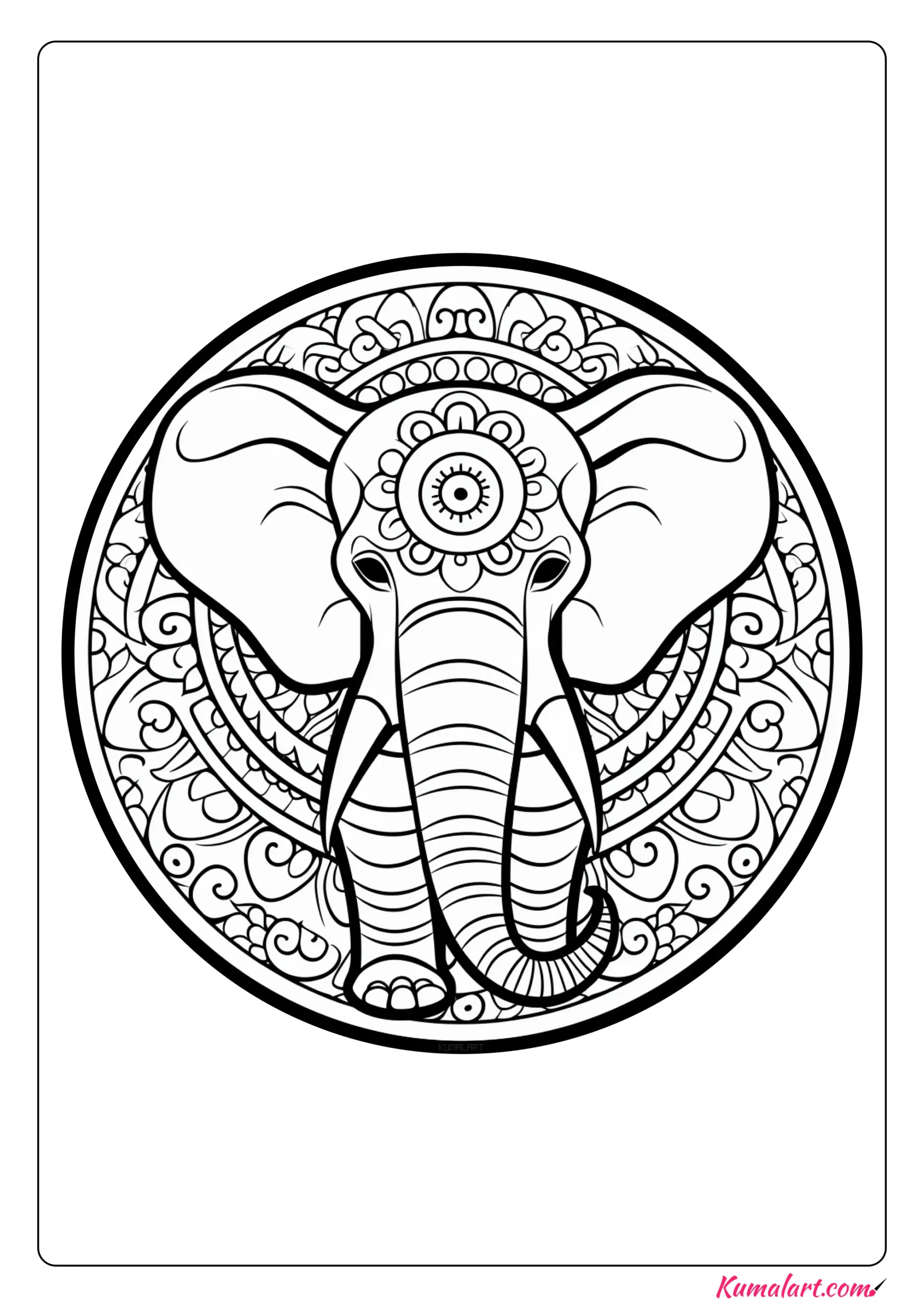 Lee the Elephant Mandala Coloring Page