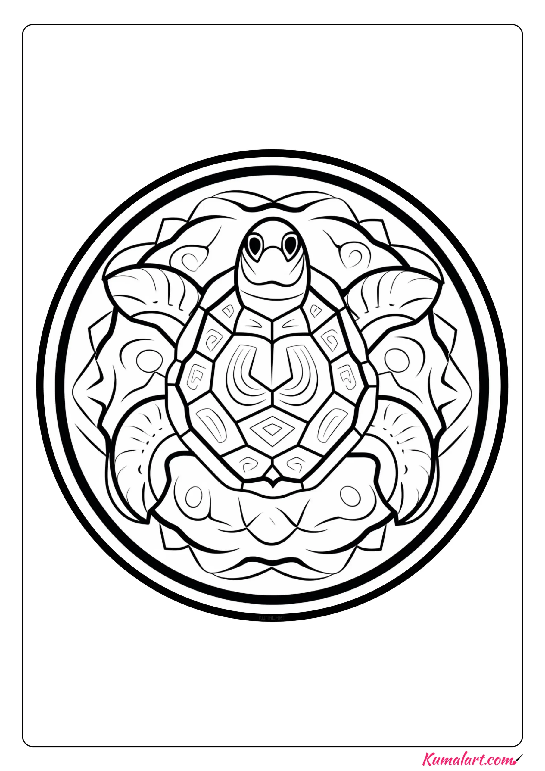 Lee the Turtle Mandala Coloring Page