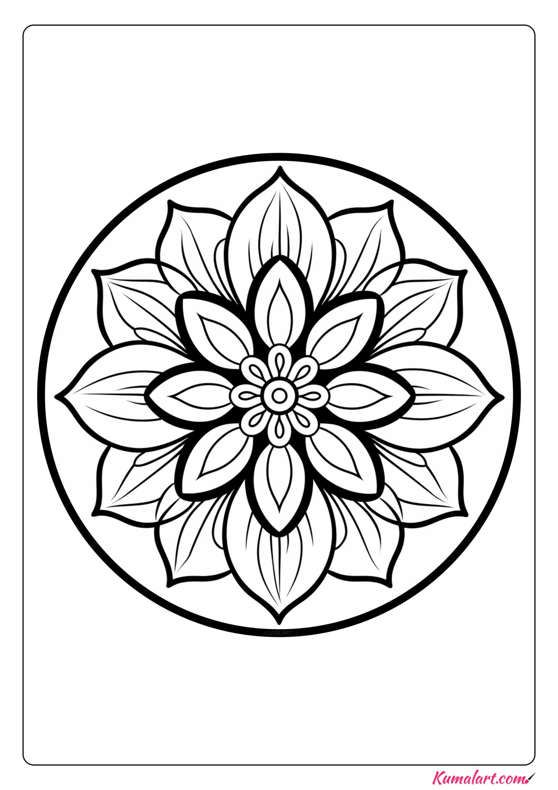 Lily Floral Mandala Coloring Page