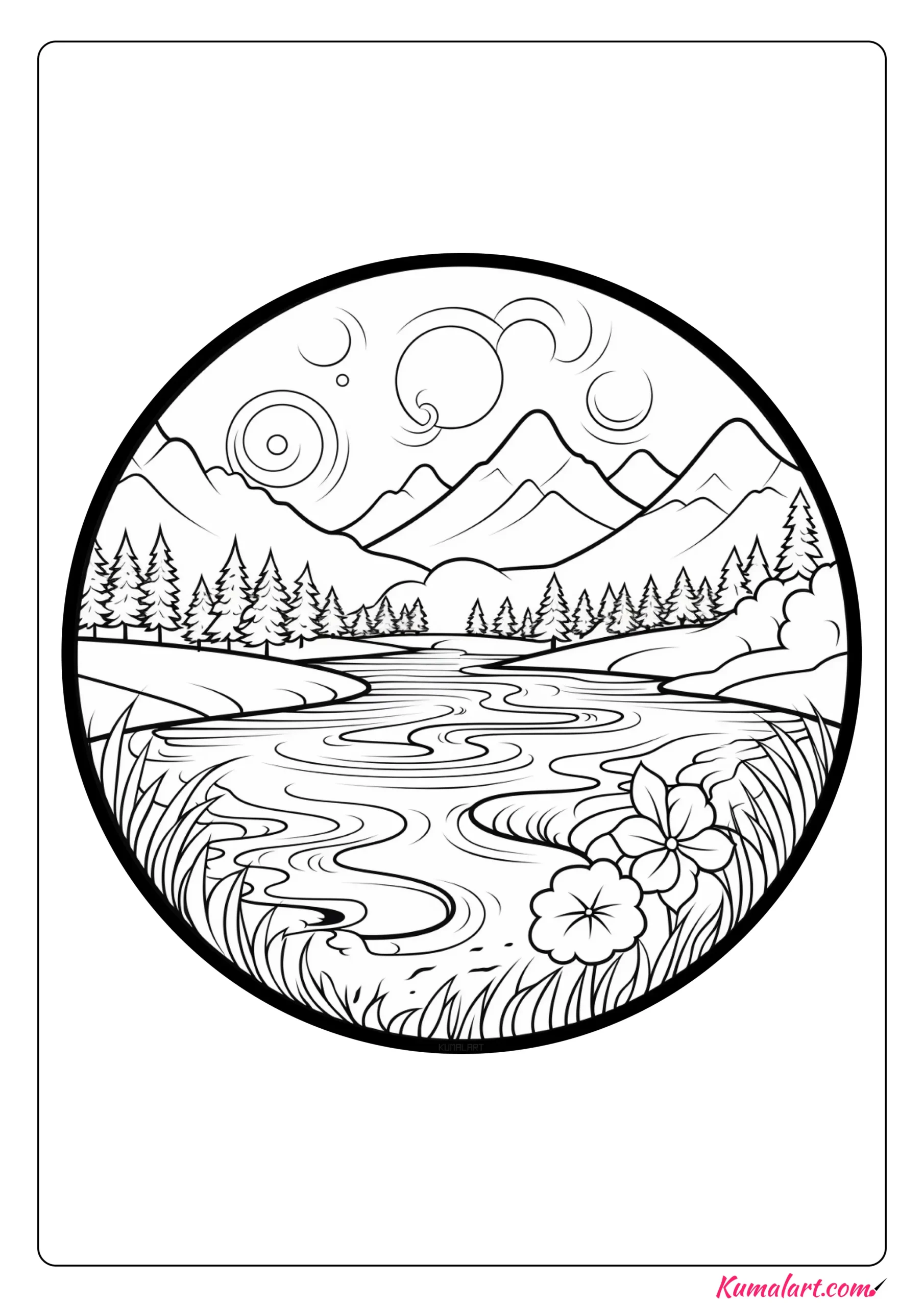 Lively River Mandala Coloring Page