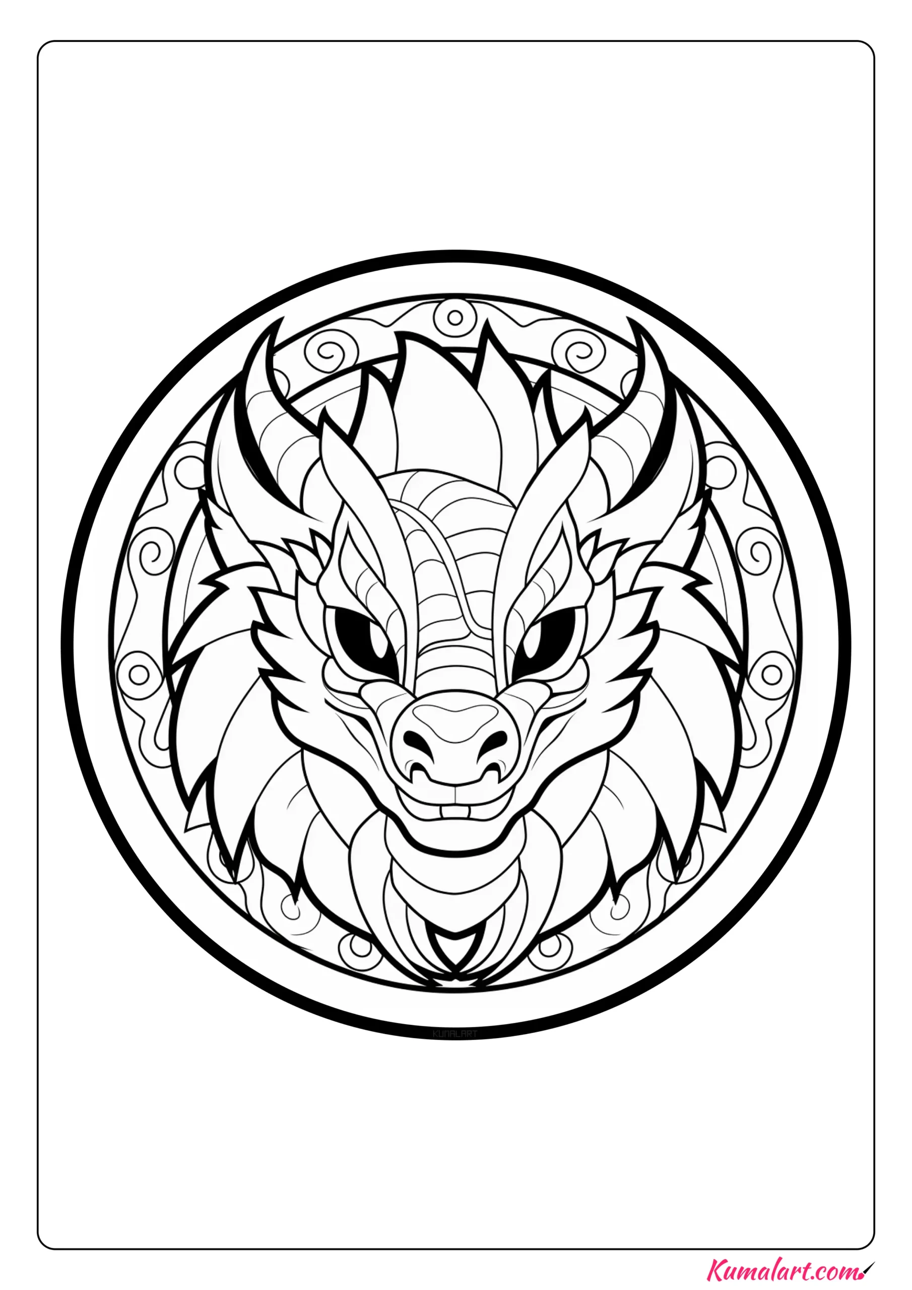 Logan the Dragon Mandala Coloring Page