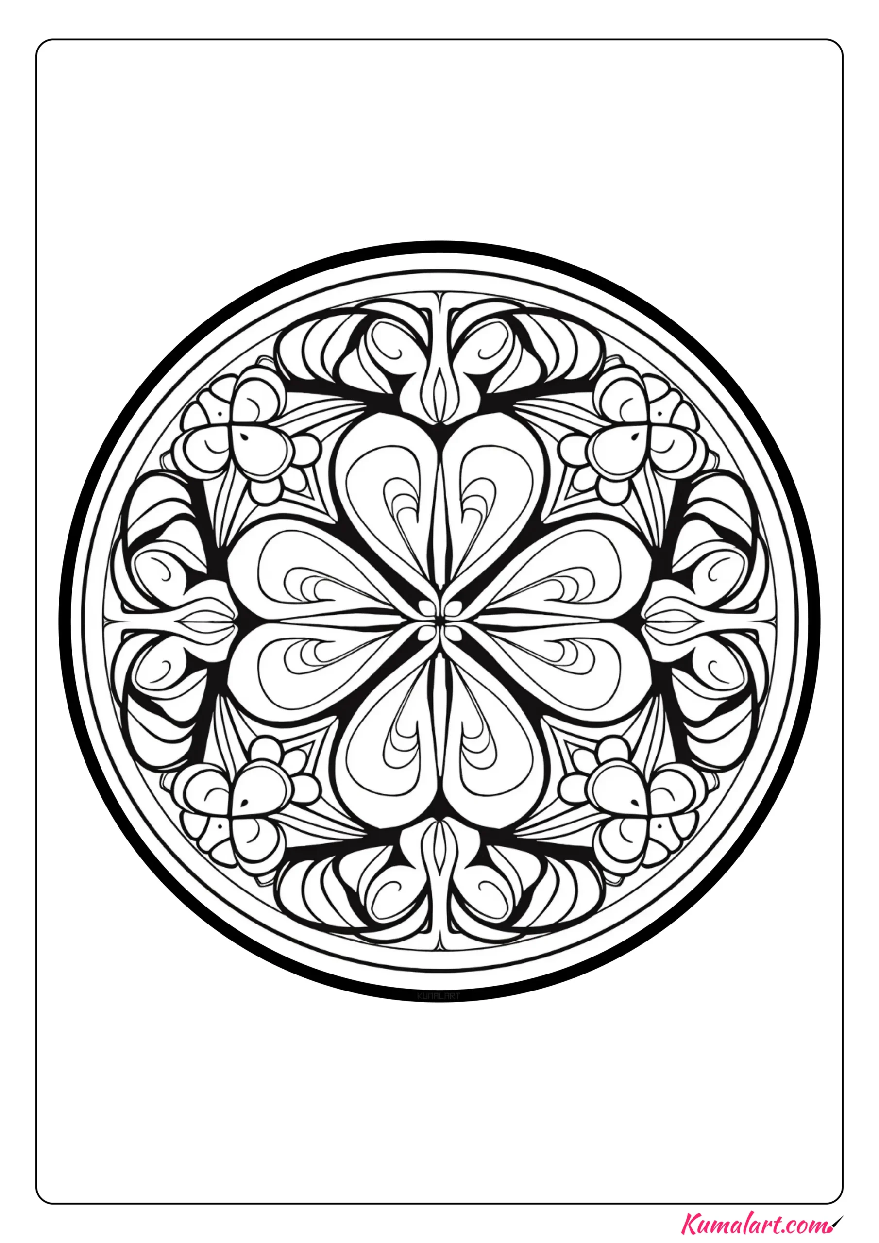 Love Shamrock St Patrick’s Day Mandala Coloring Page