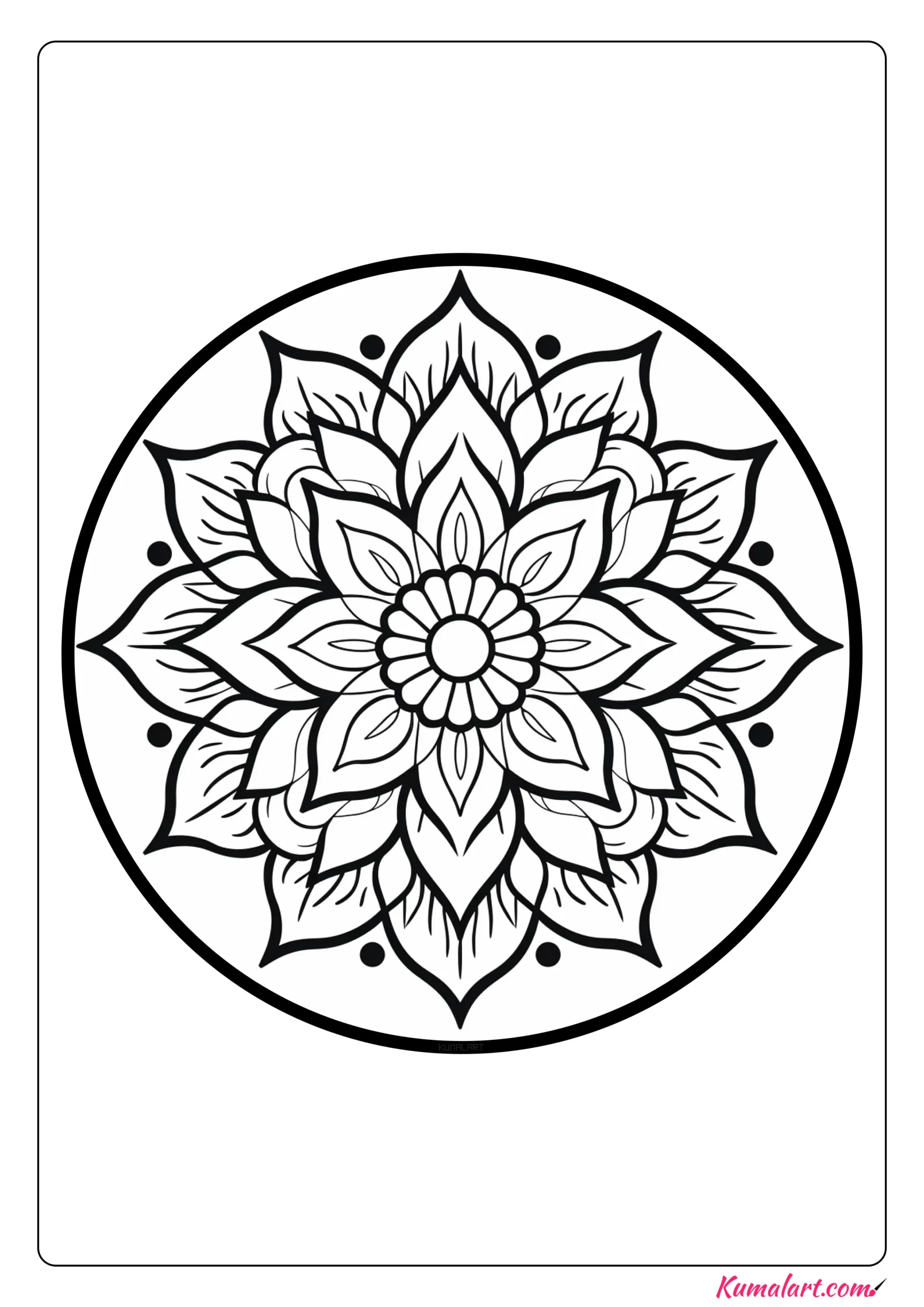 Lucky Lotus Flower Mandala Coloring Page
