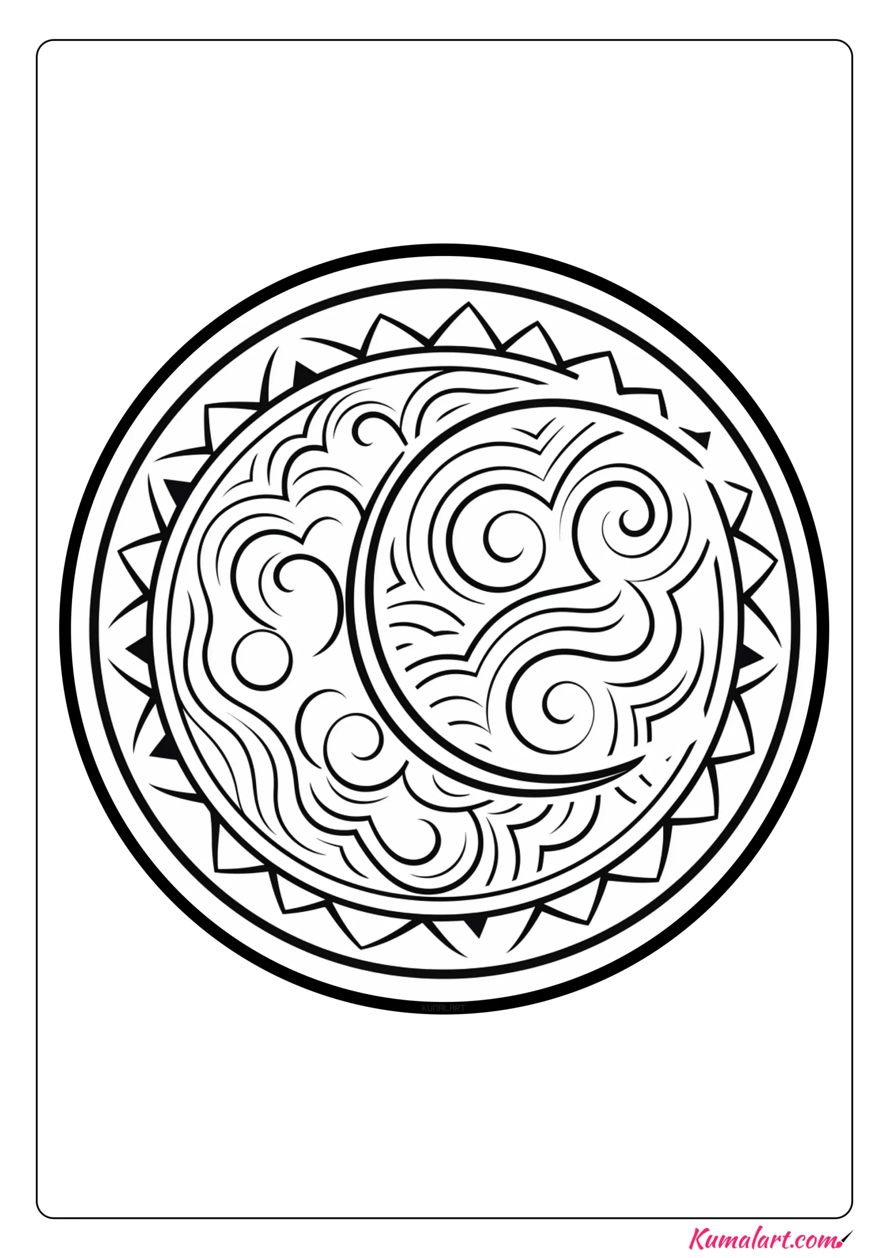Luminous Moon Mandala Coloring Page