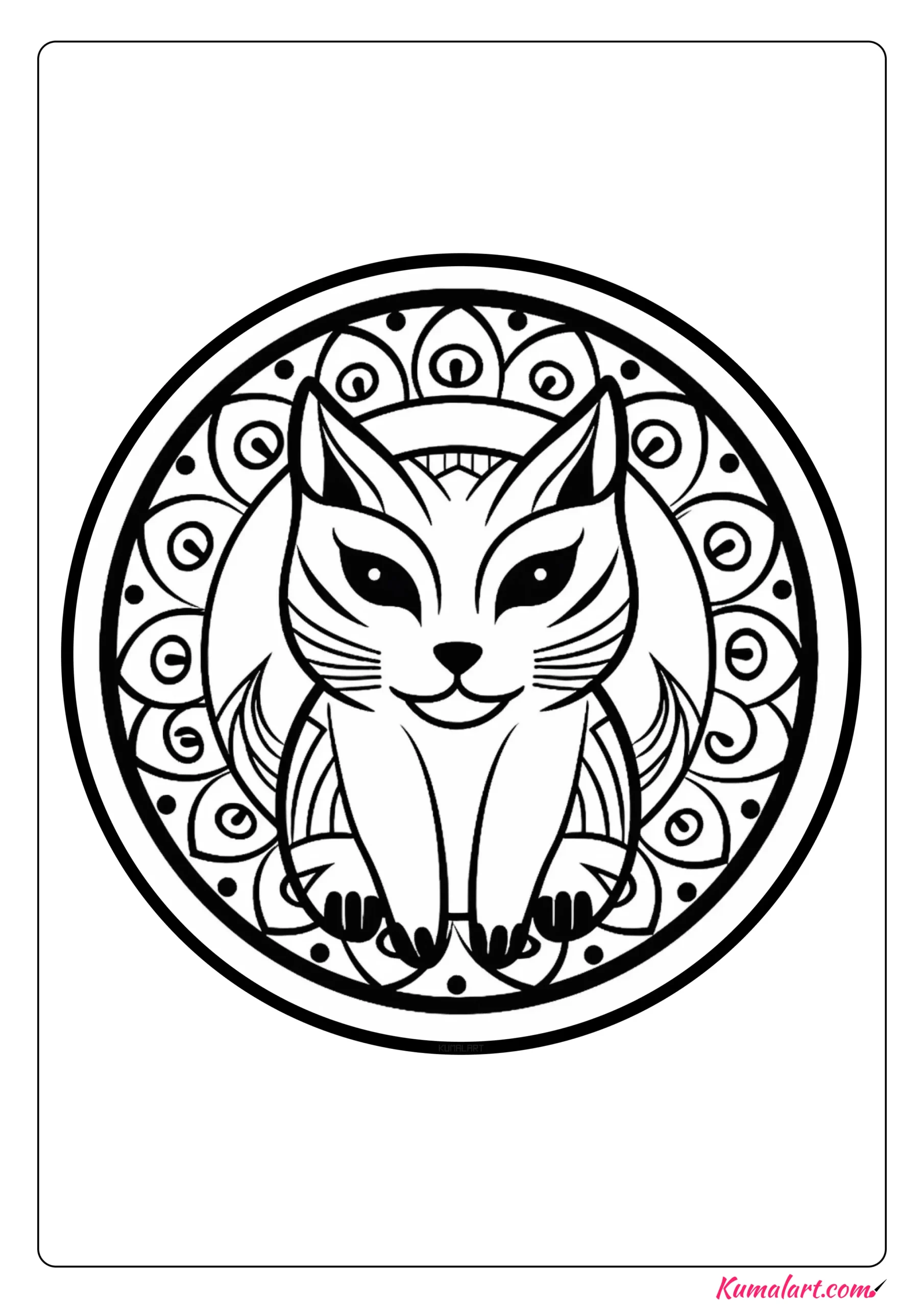 Luna the Cat Mandala Coloring Page