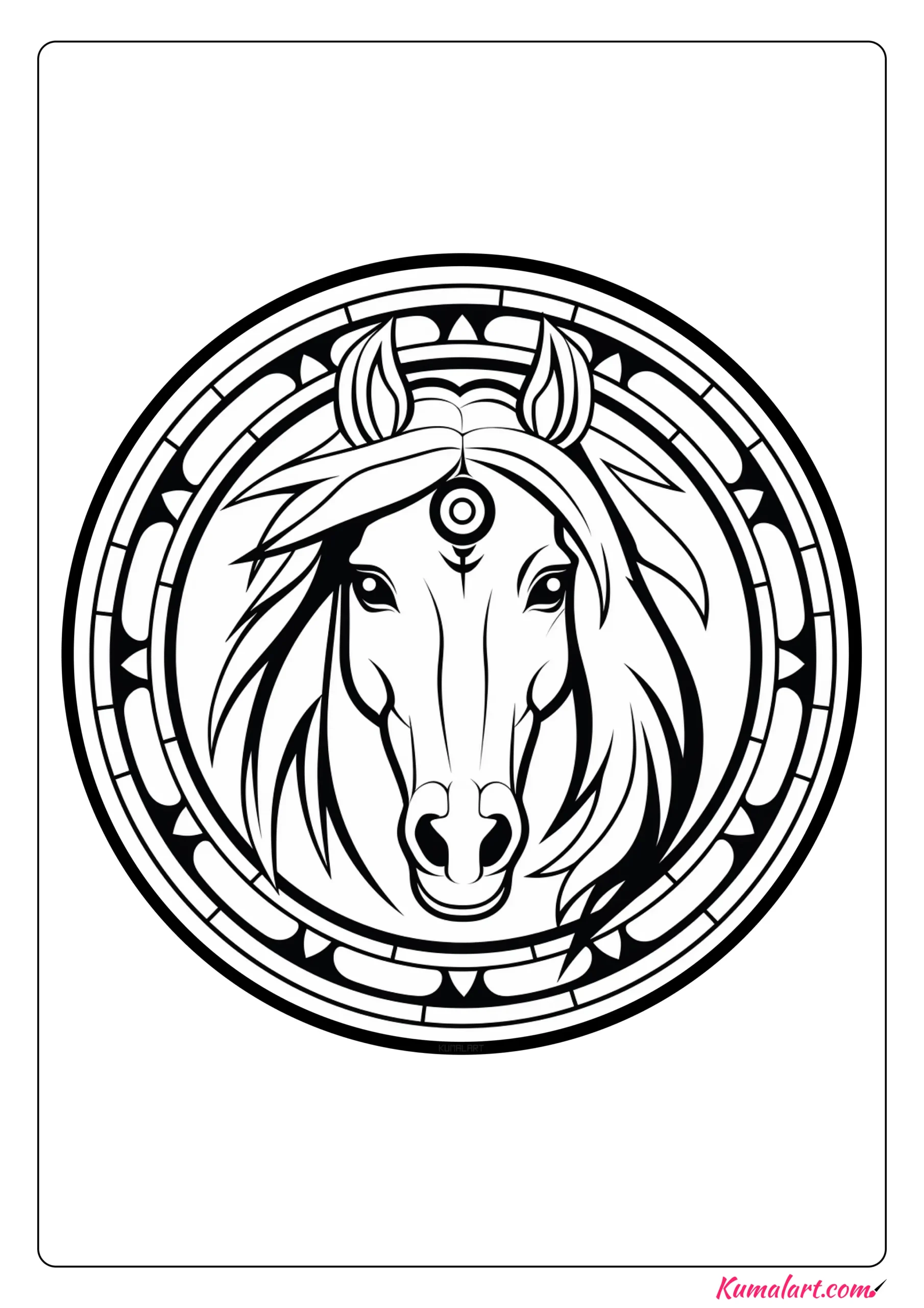 Luna the Horse Mandala Coloring Page