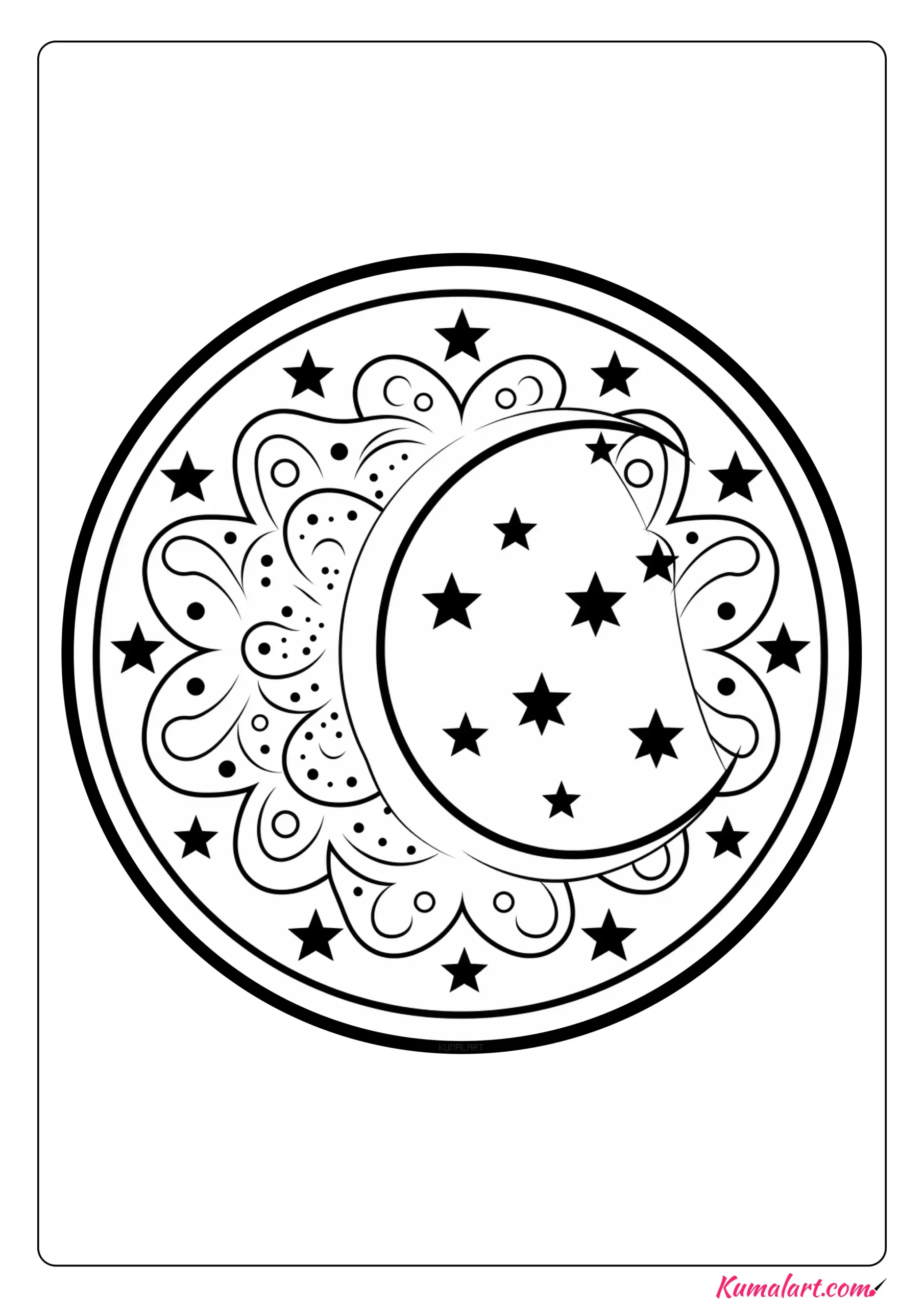 Magical Moon Mandala Coloring Page