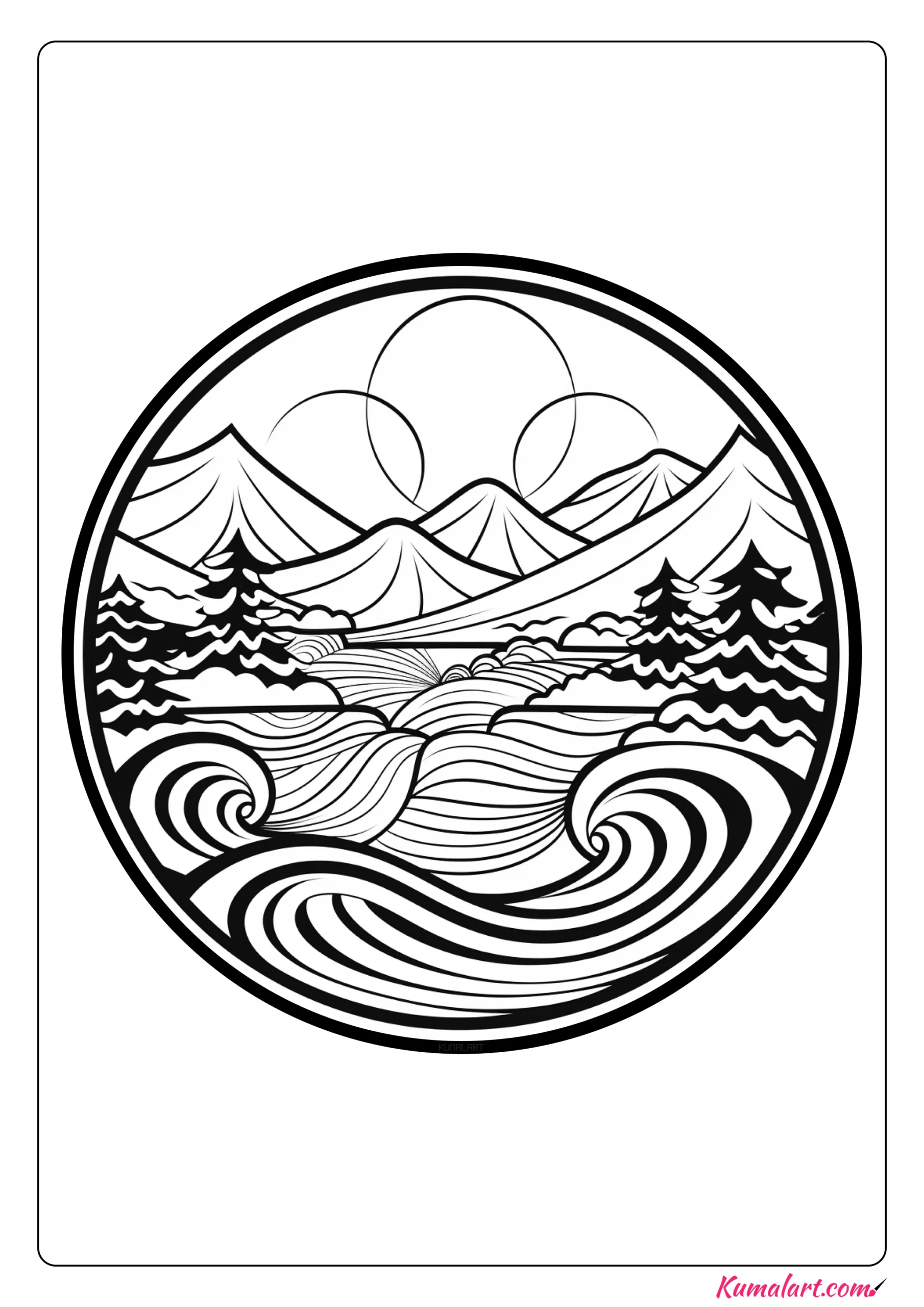 Magical River Mandala Coloring Page