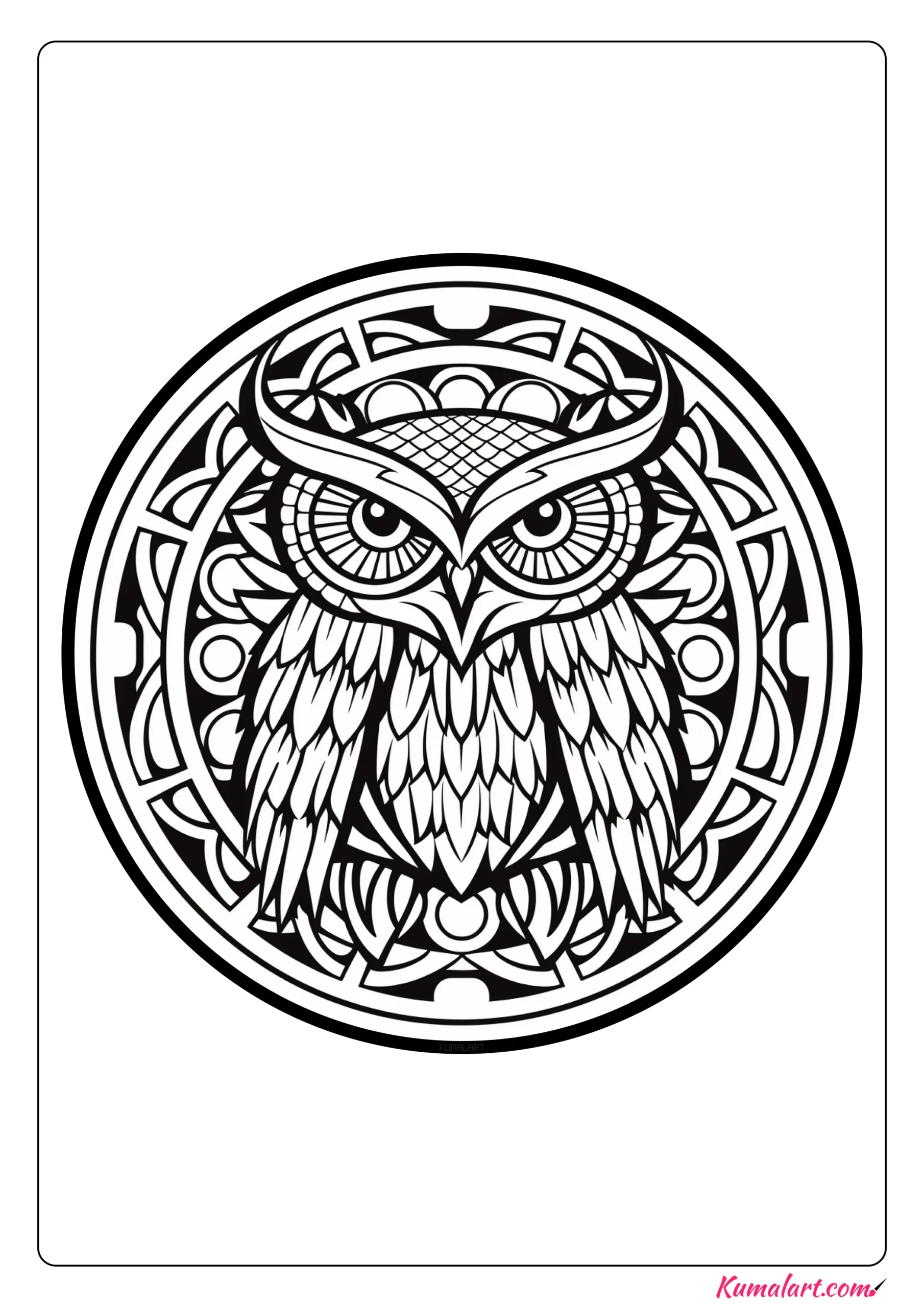 Mandala Owl Coloring Page