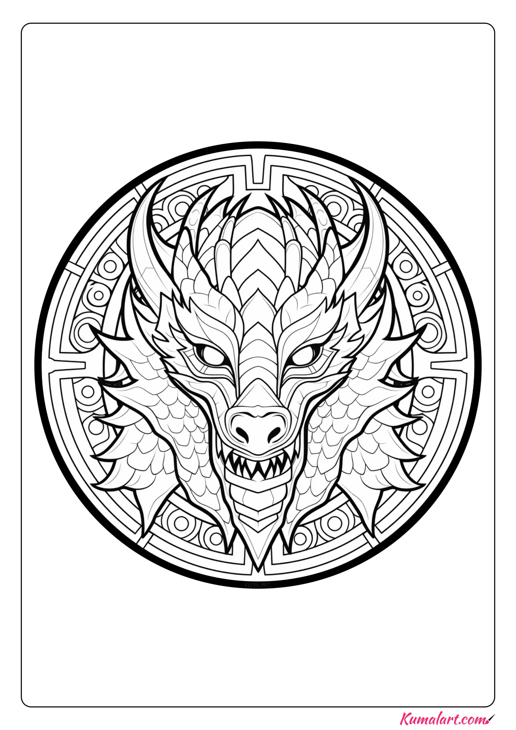 Marian the Dragon Mandala Coloring Page