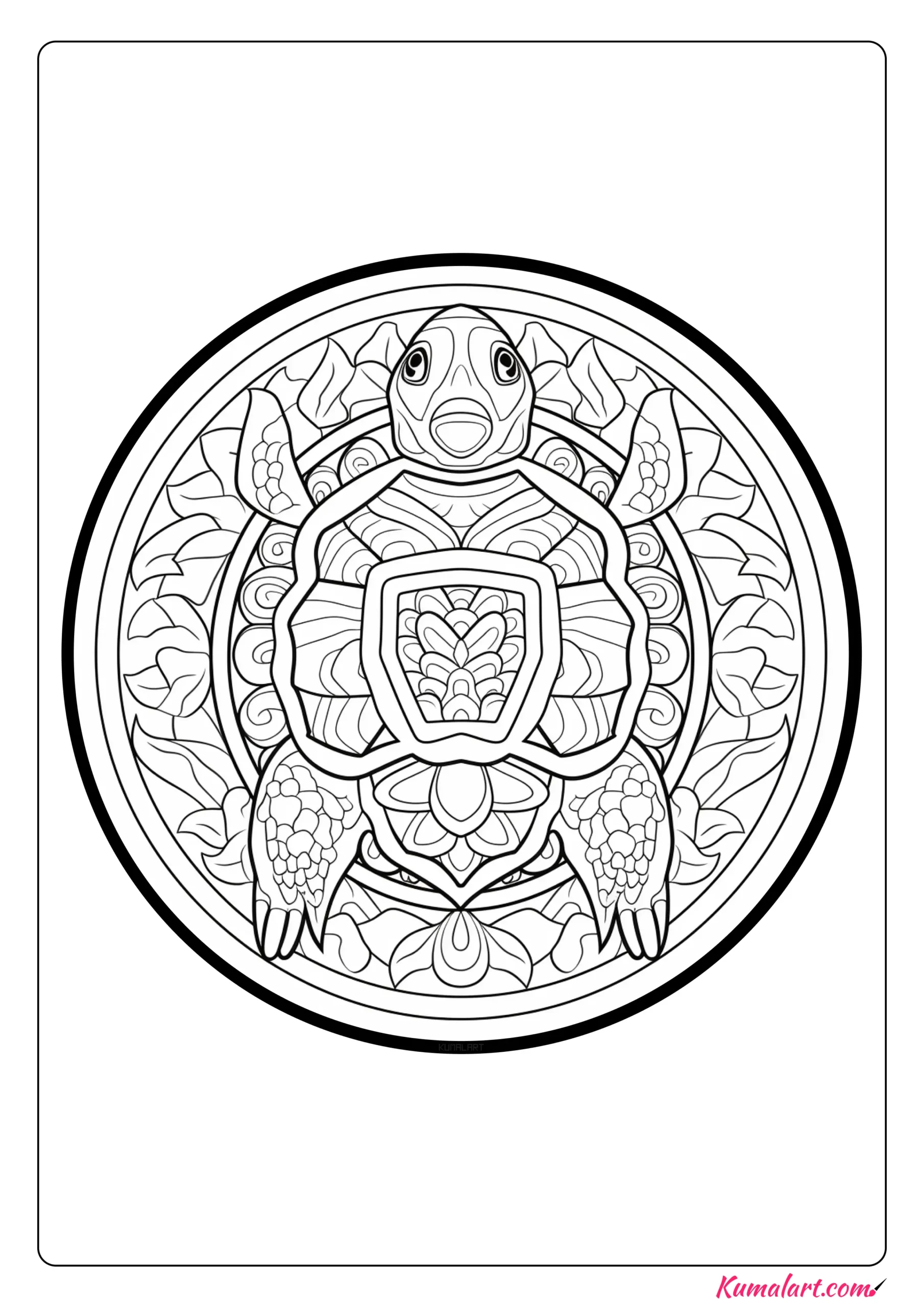 Mario the Turtle Mandala Coloring Page