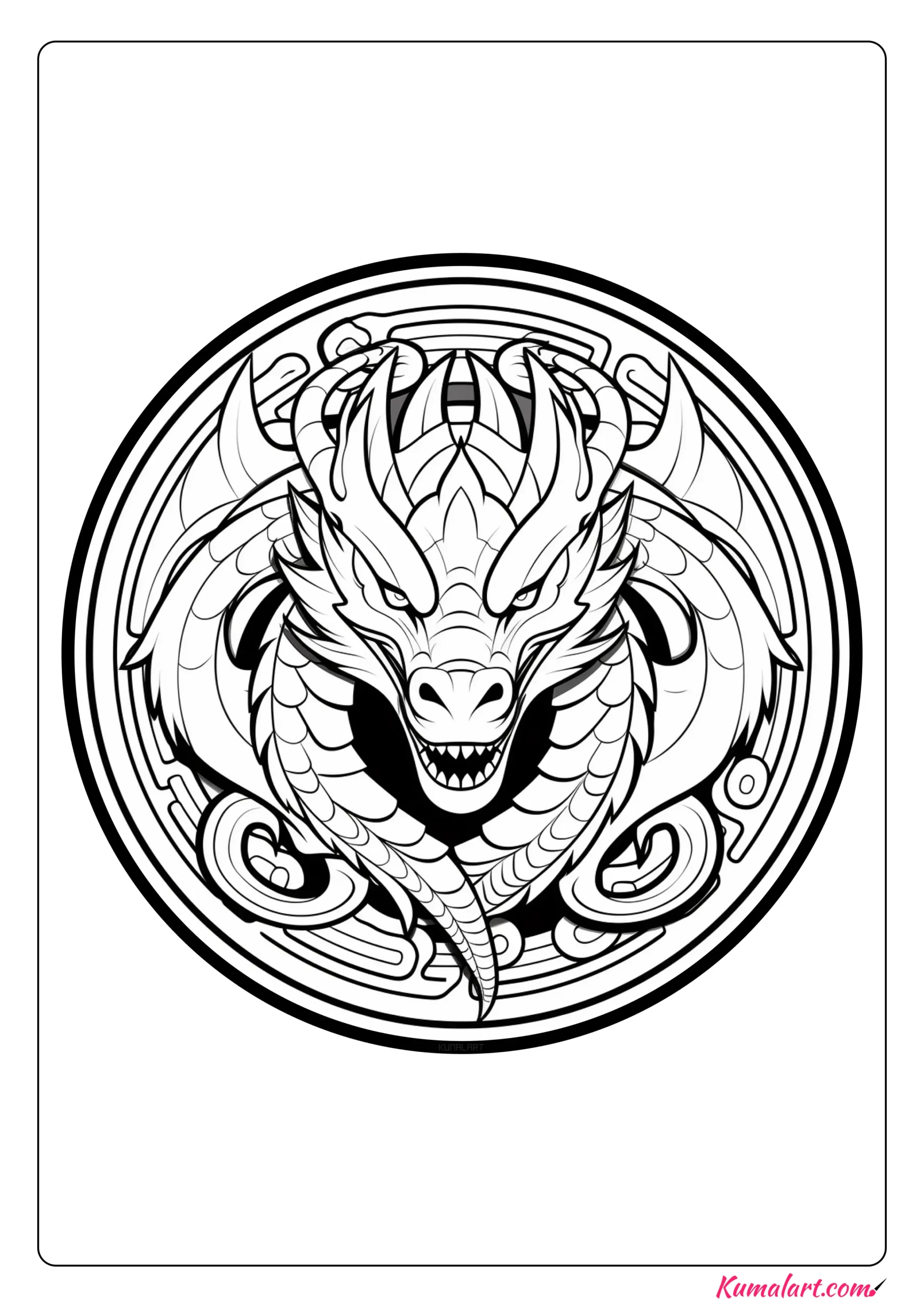 Martin the Dragon Mandala Coloring Page