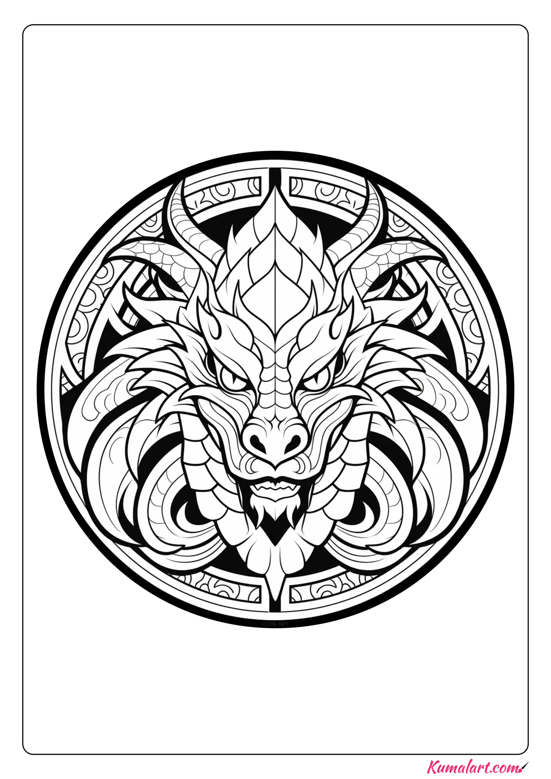 Max the Dragon Mandala Coloring Page