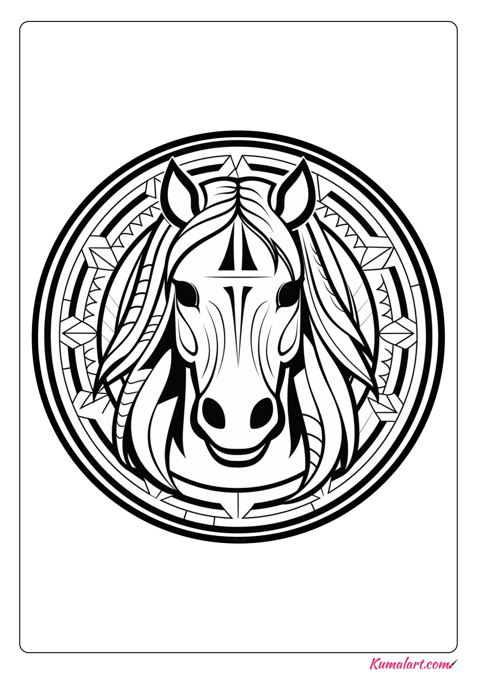 Max the Horse Mandala Coloring Page