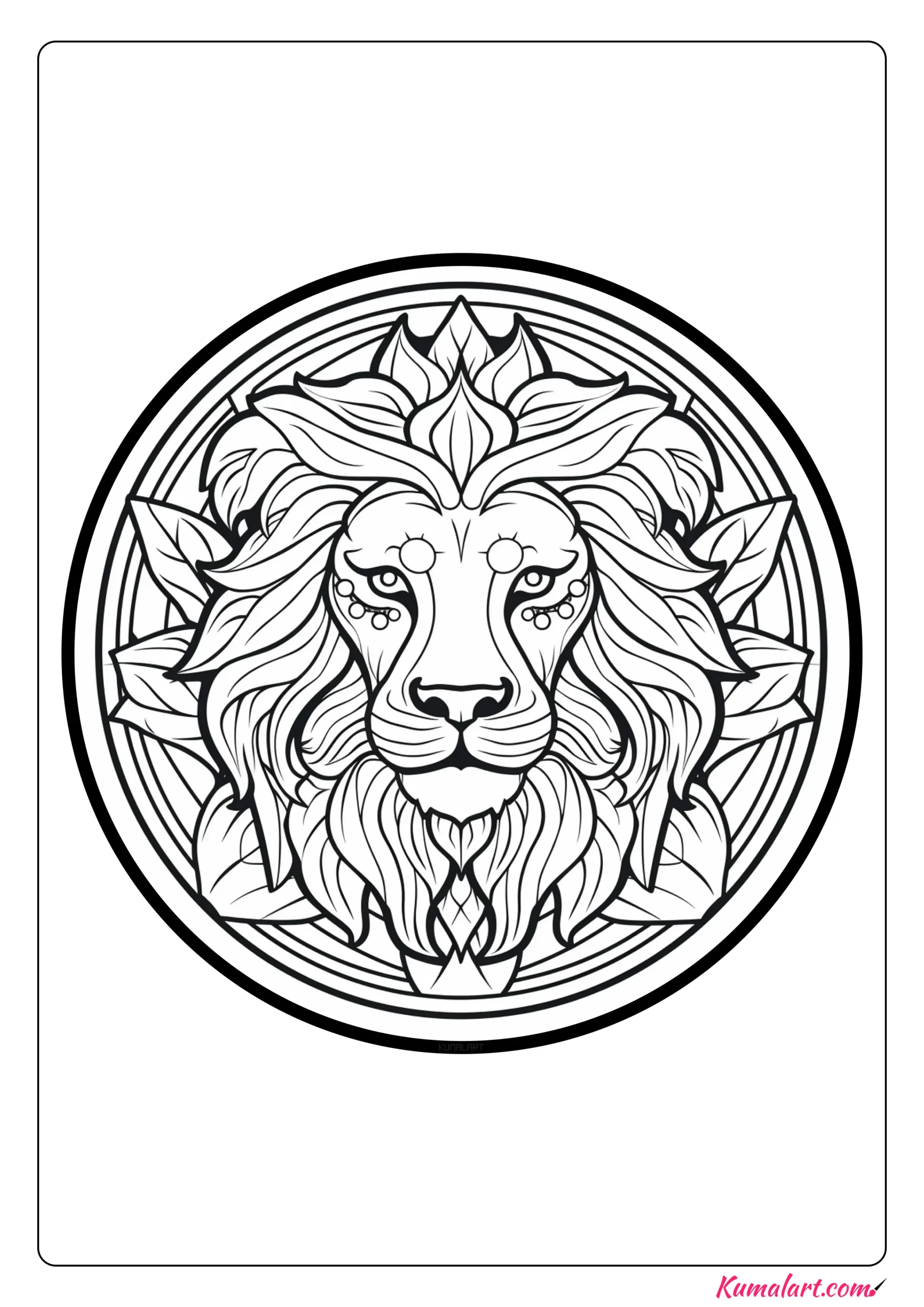 Max the Lion Mandala Coloring Page