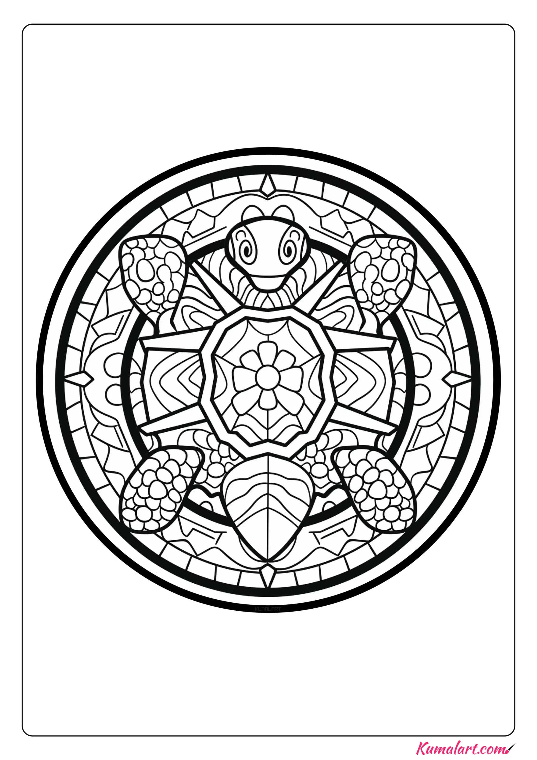 Max the Turtle Mandala Coloring Page