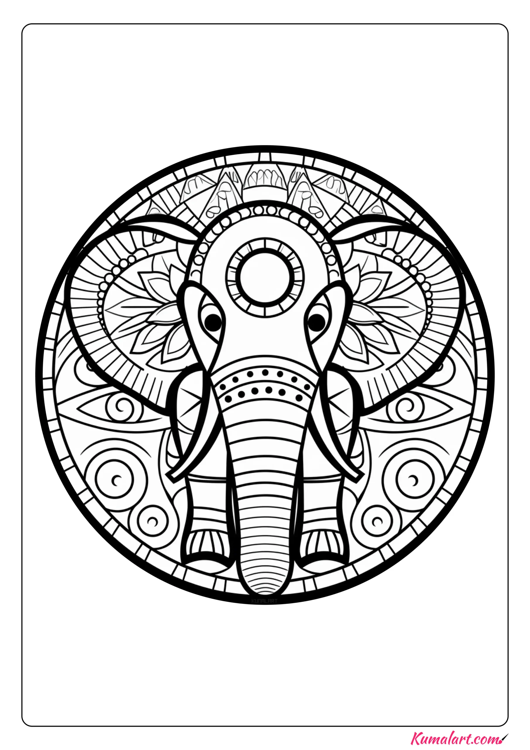 Mia the Elephant Mandala Coloring Page