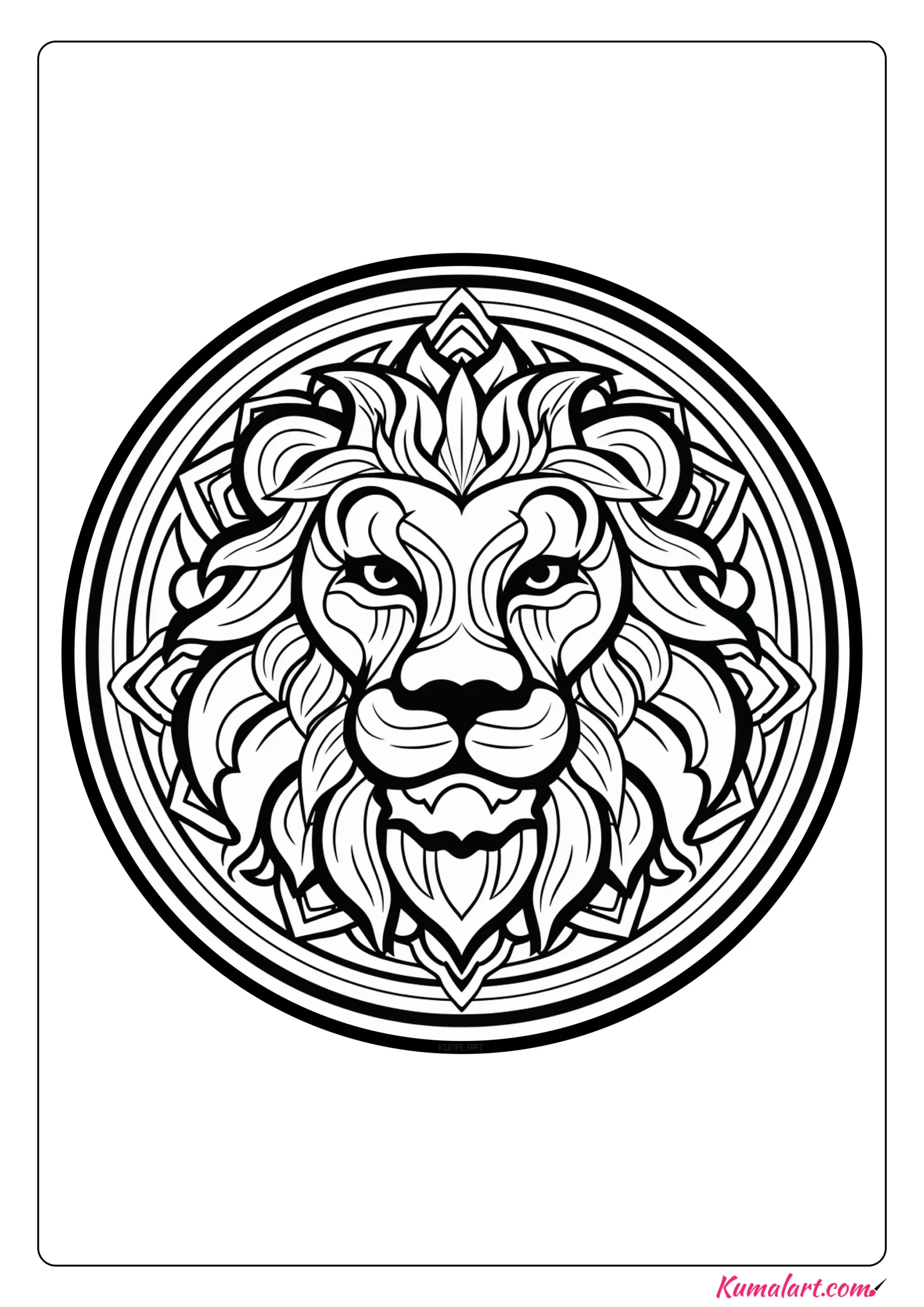 Mia the Lion Mandala Coloring Page