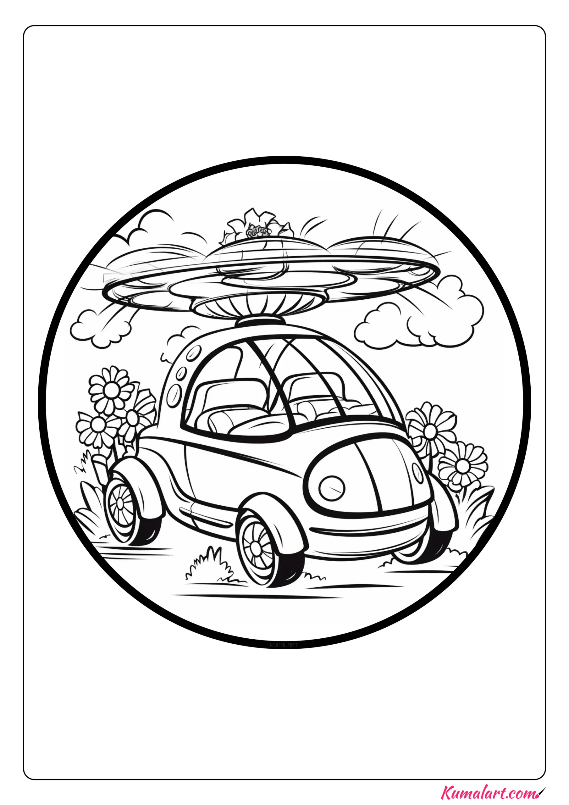 Mini Flying Car Coloring Page