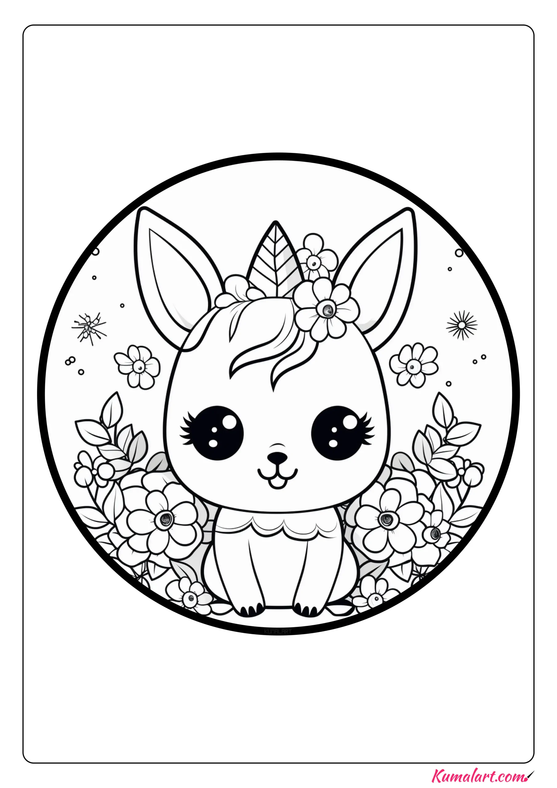 Mini Unicorn Bunny Coloring Page
