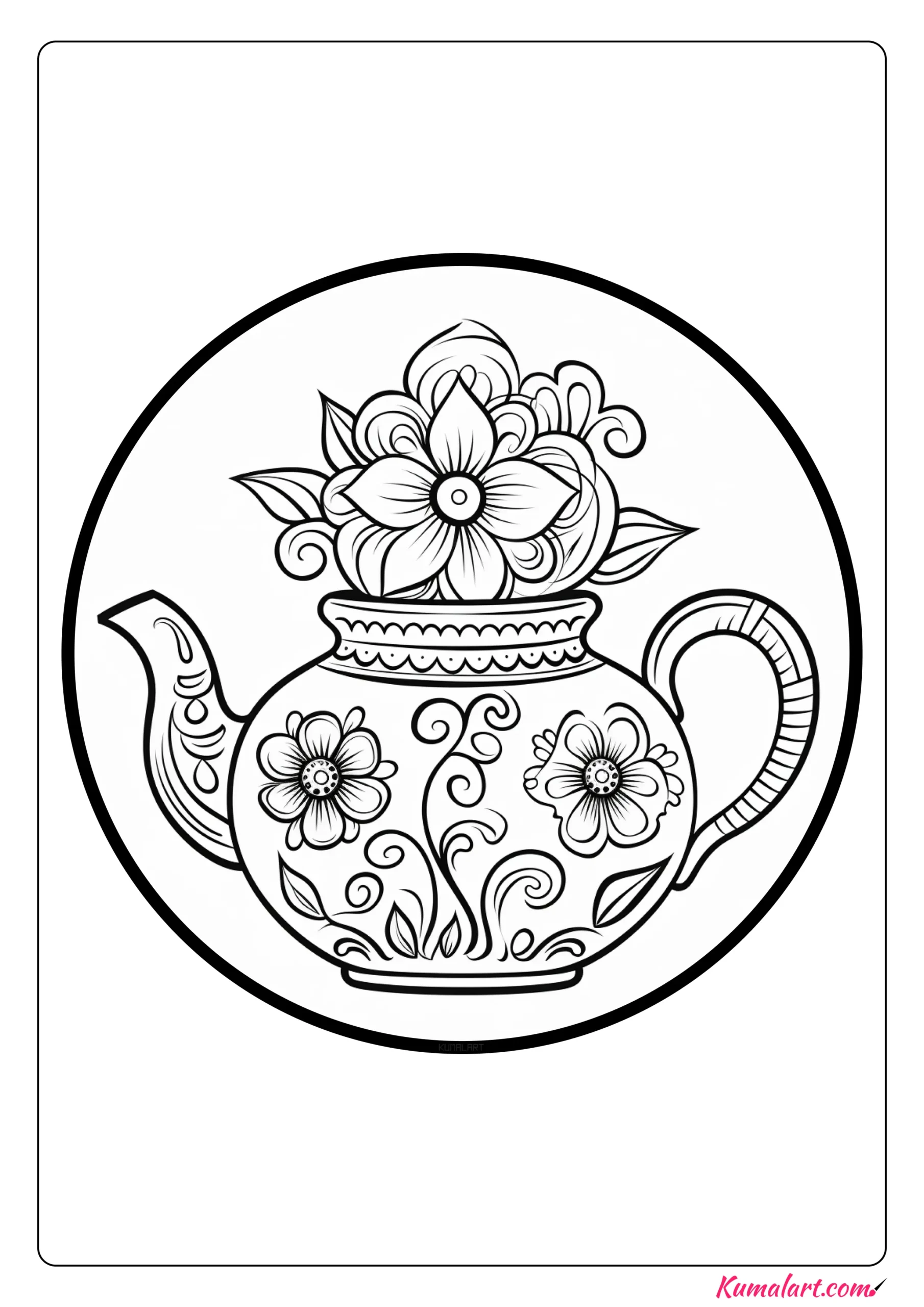 Mothers Day Teapot Coloring Page