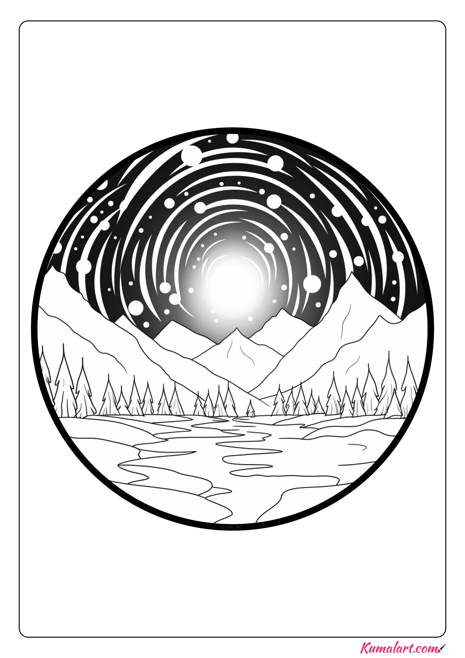 Musical Northern Lights Coloring Page