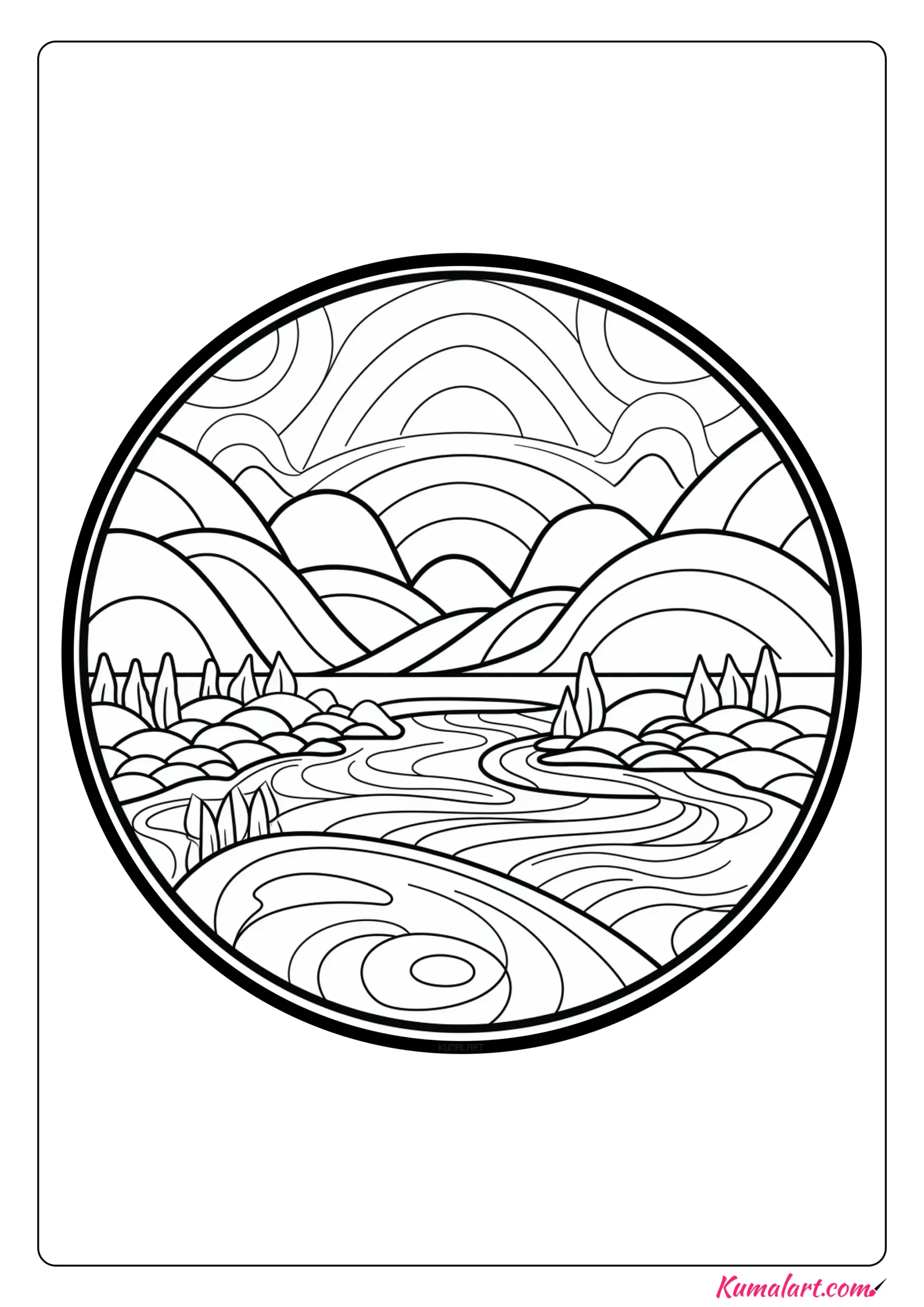 Musical River Mandala Coloring Page