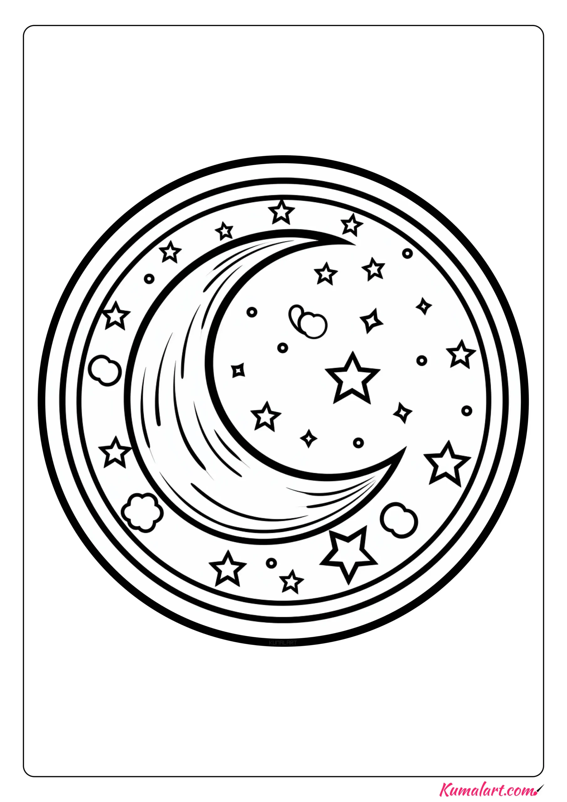 Nocturnal Moon Mandala Coloring Page