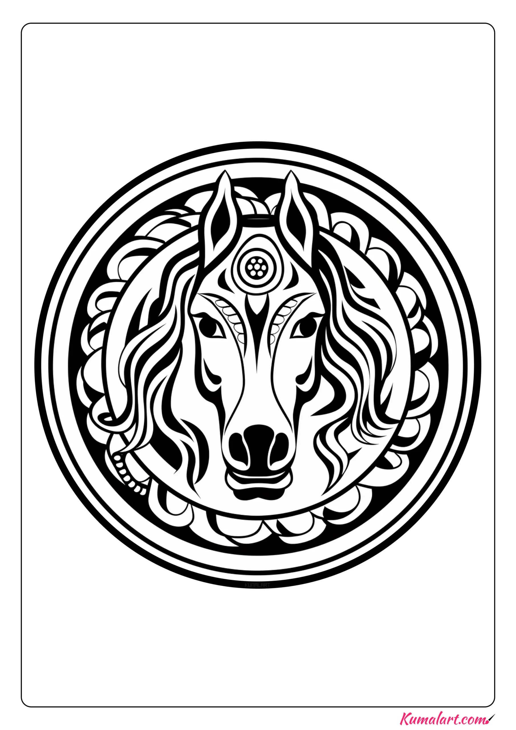 Olga the Horse Mandala Coloring Page