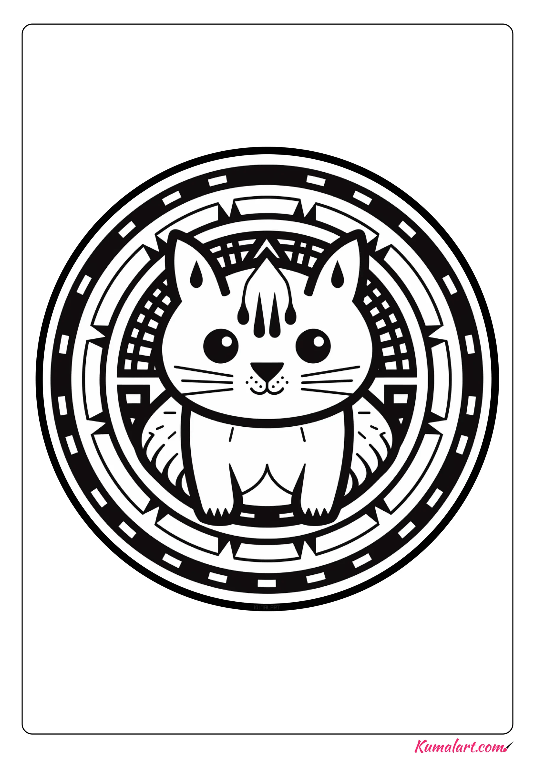 Oscar the Cat Mandala Coloring Page