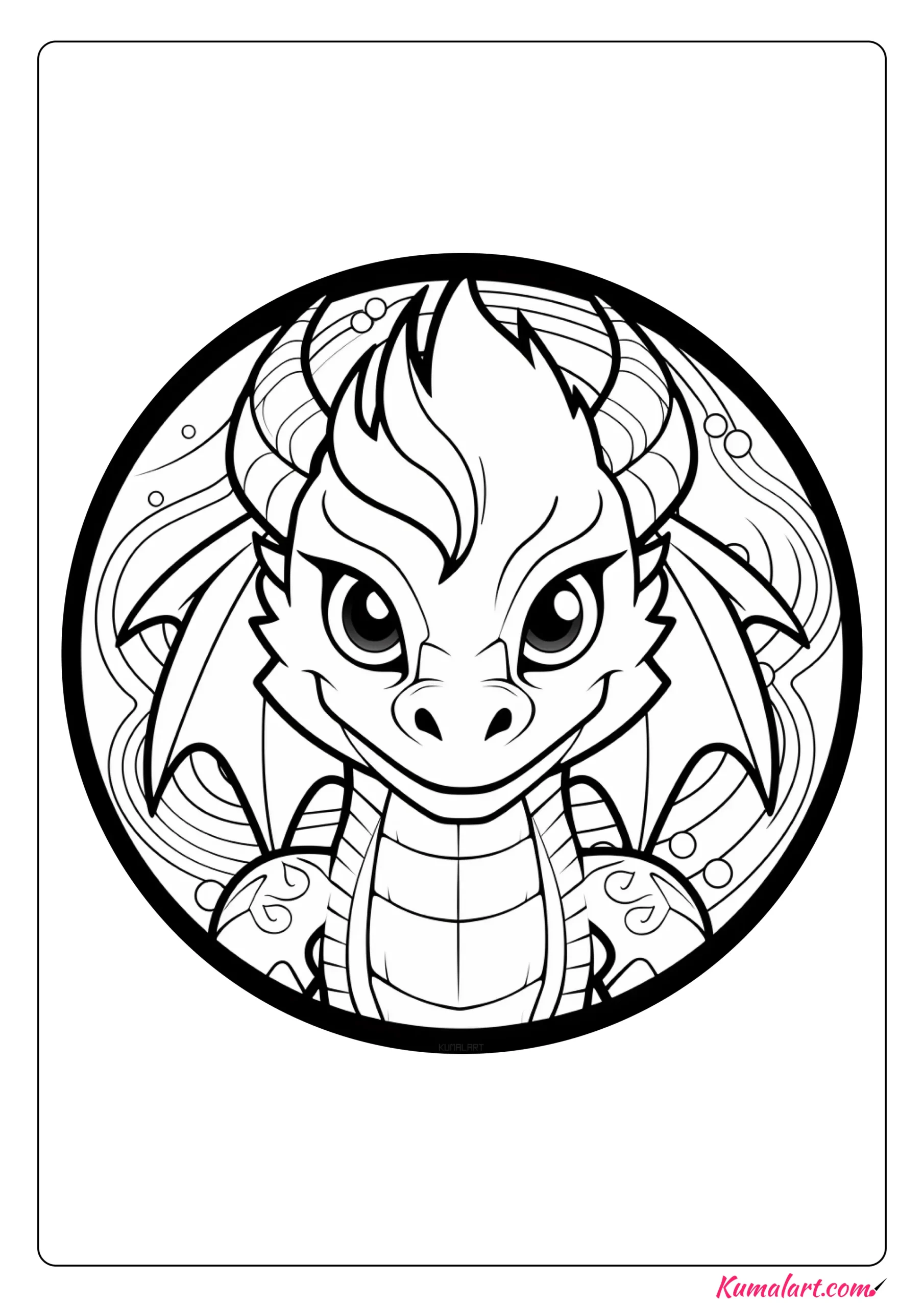 Oscar the Dragon Mandala Coloring Page
