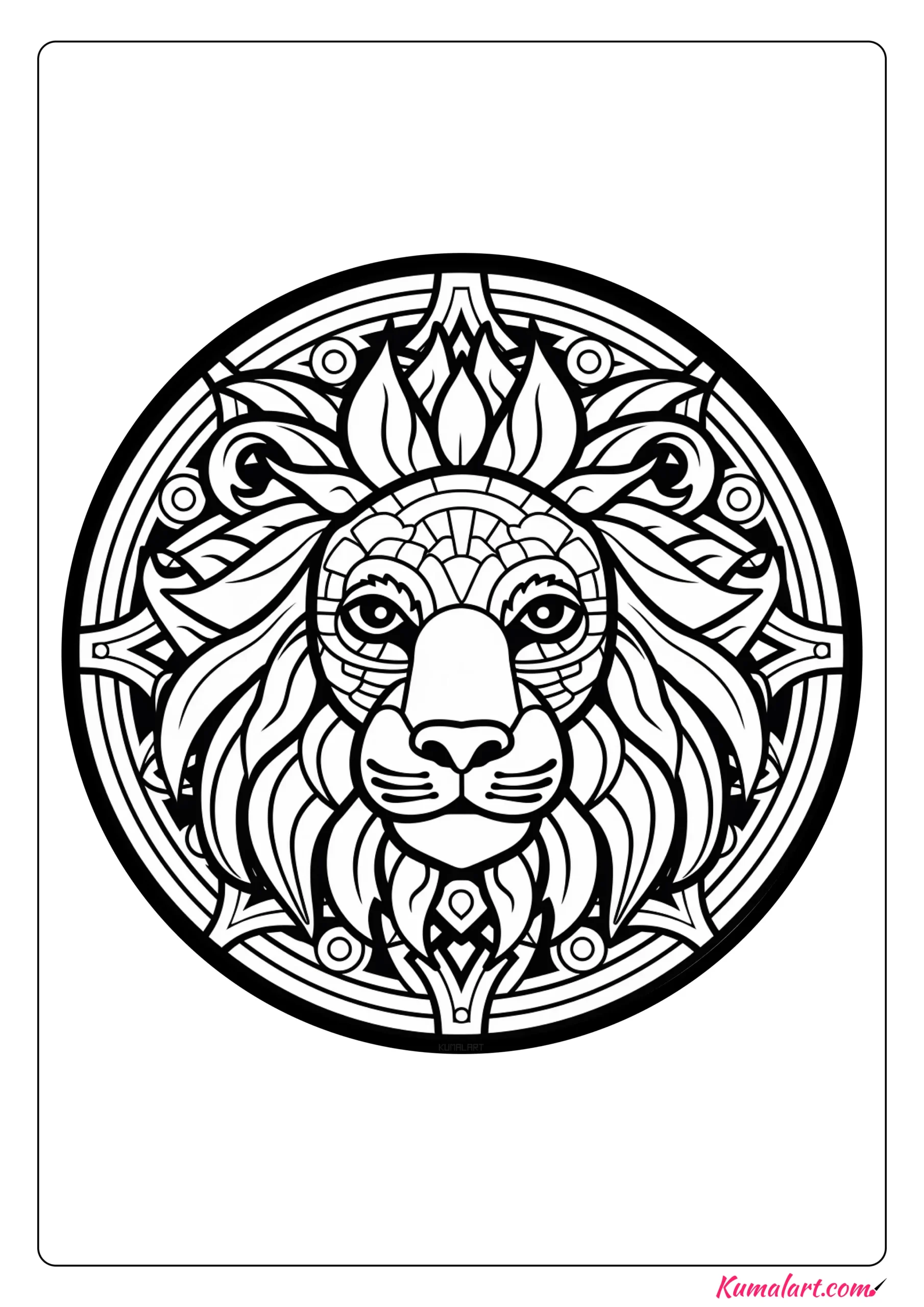 Oscar the Lion Mandala Coloring Page