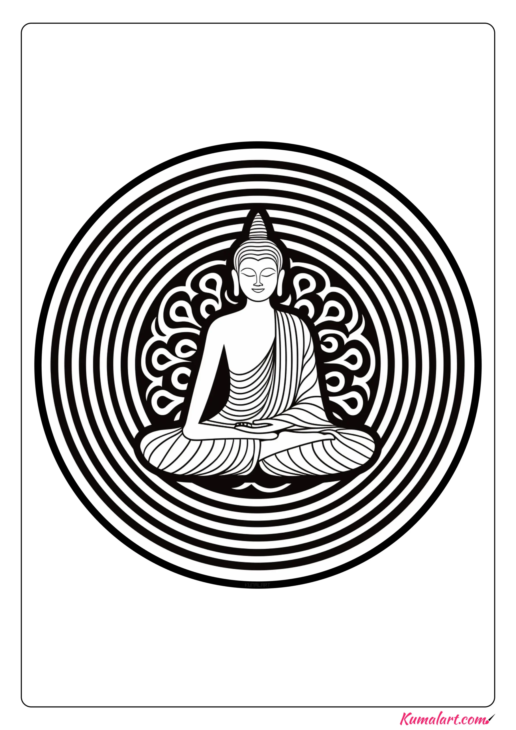 Peaceful Buddhist Mandala Coloring Page