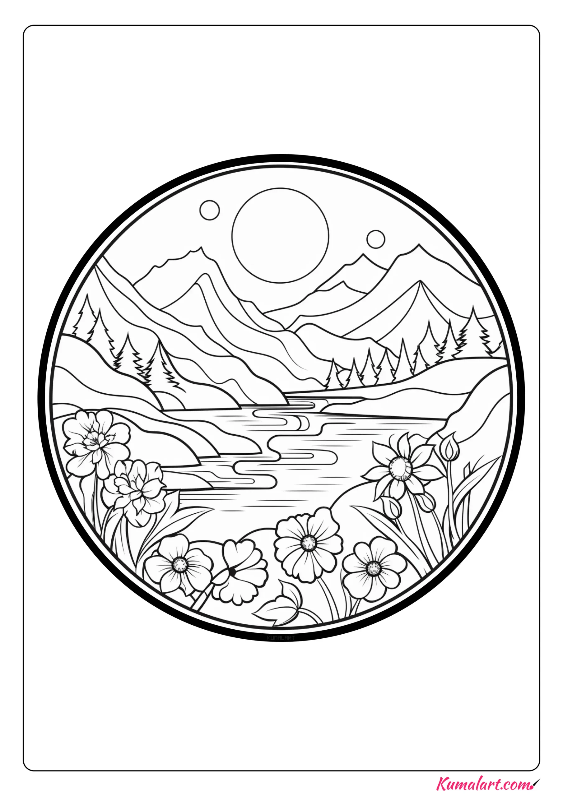 Peaceful River Mandala Coloring Page